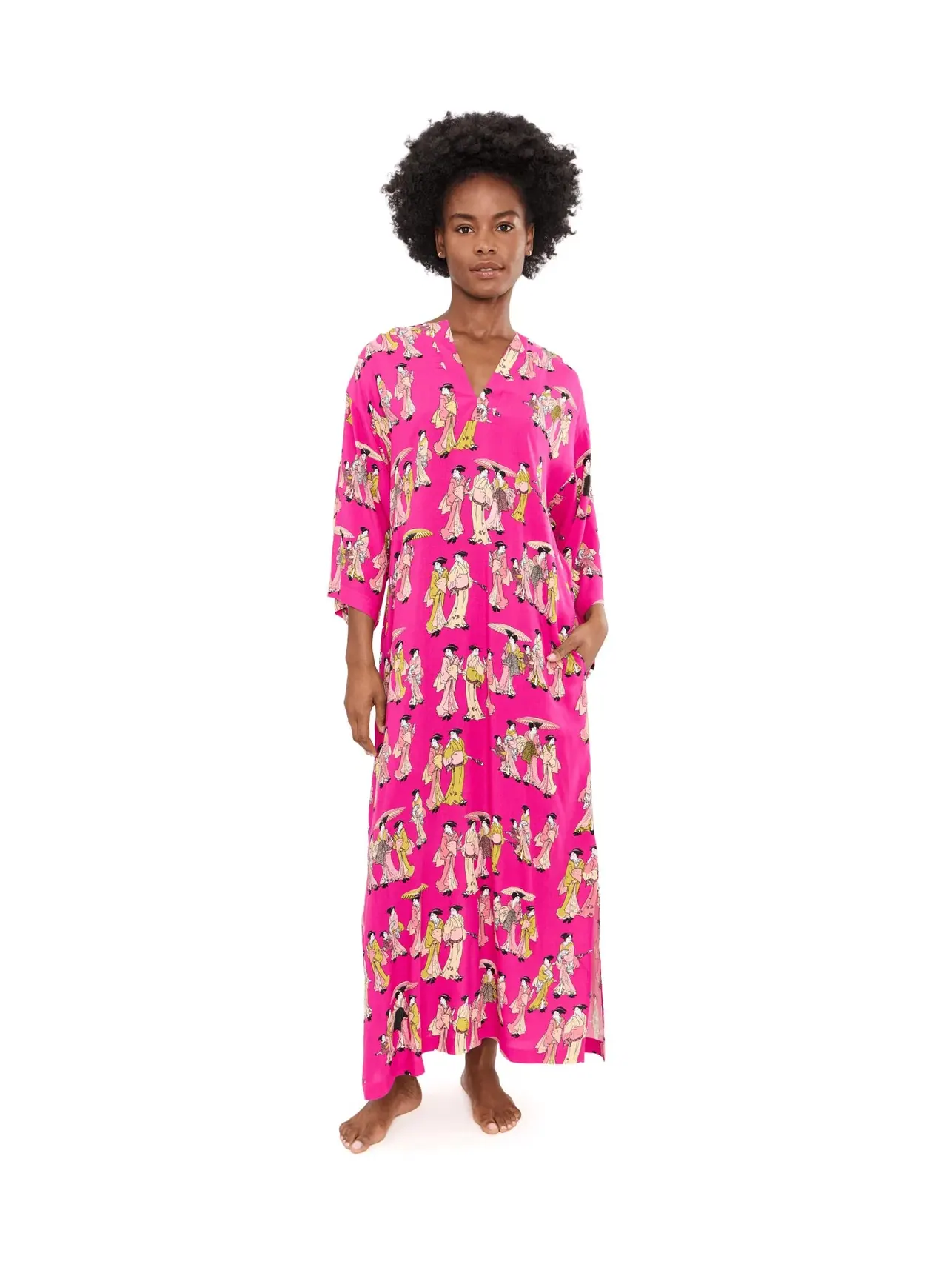 Кафтан Geisha Challis Mandarin N By Natori — изображение 2 из 5, розовый