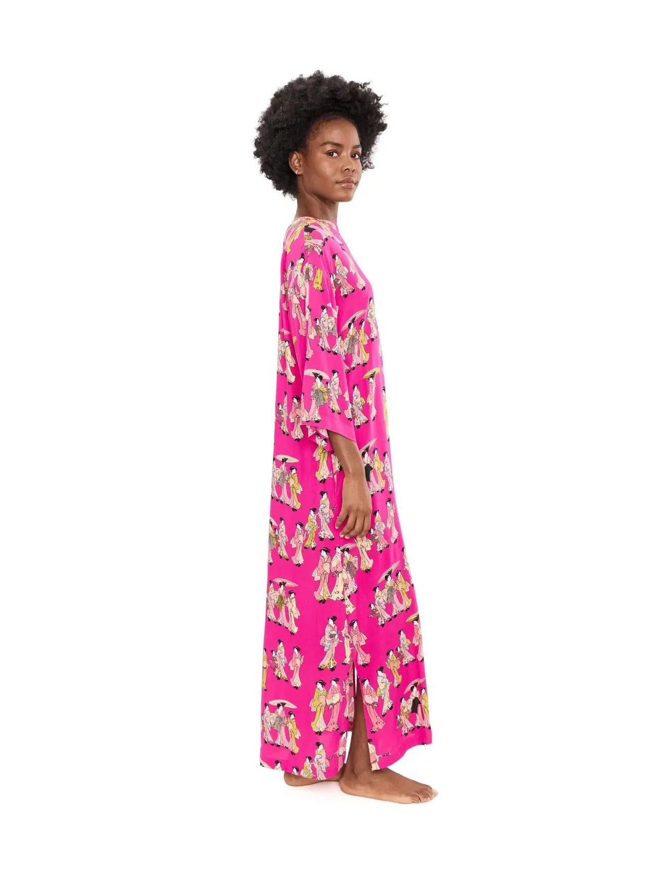 Кафтан Geisha Challis Mandarin N By Natori — изображение 3 из 5, розовый