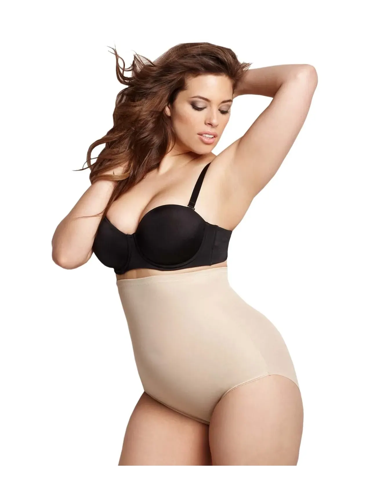 Трусы с высокой посадкой размера плюс Unbelievable Comfort Plus Hi Waist Brief Naomi & Nicole — изображение 1 из 2, бежевый