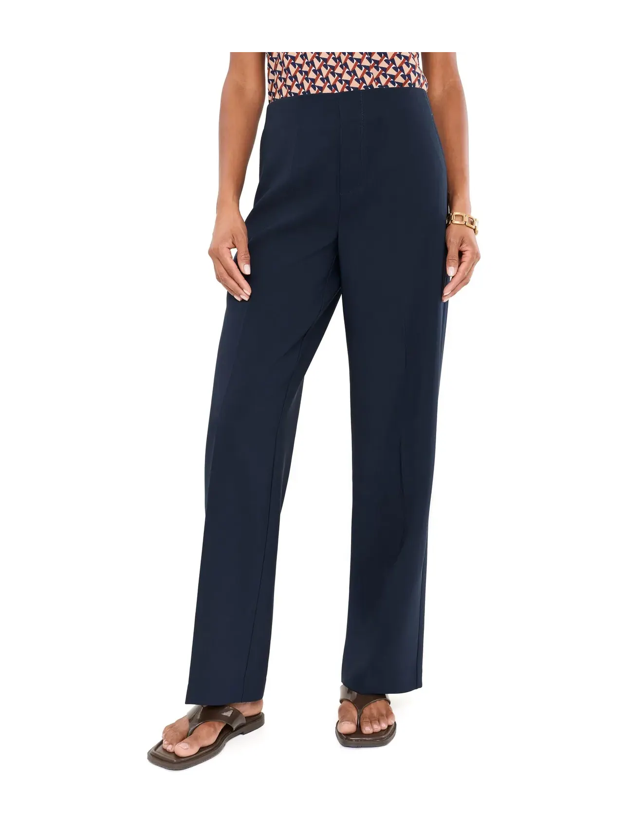 Брюки 31" Lenox Wide Leg Sleek Stretch Pants Nic+Zoe — изображение 1 из 5, темный индиго