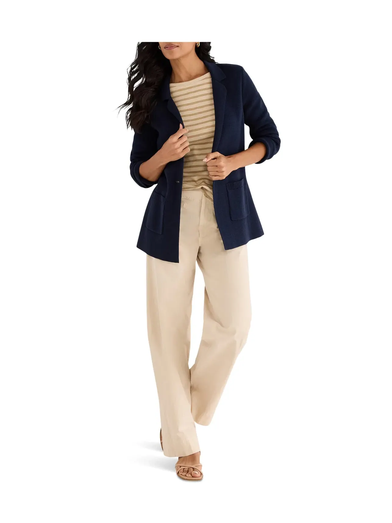 Брюки 31" Highland Wide Leg Soft Stretch Pant Nic+Zoe — изображение 2 из 4, бежевый