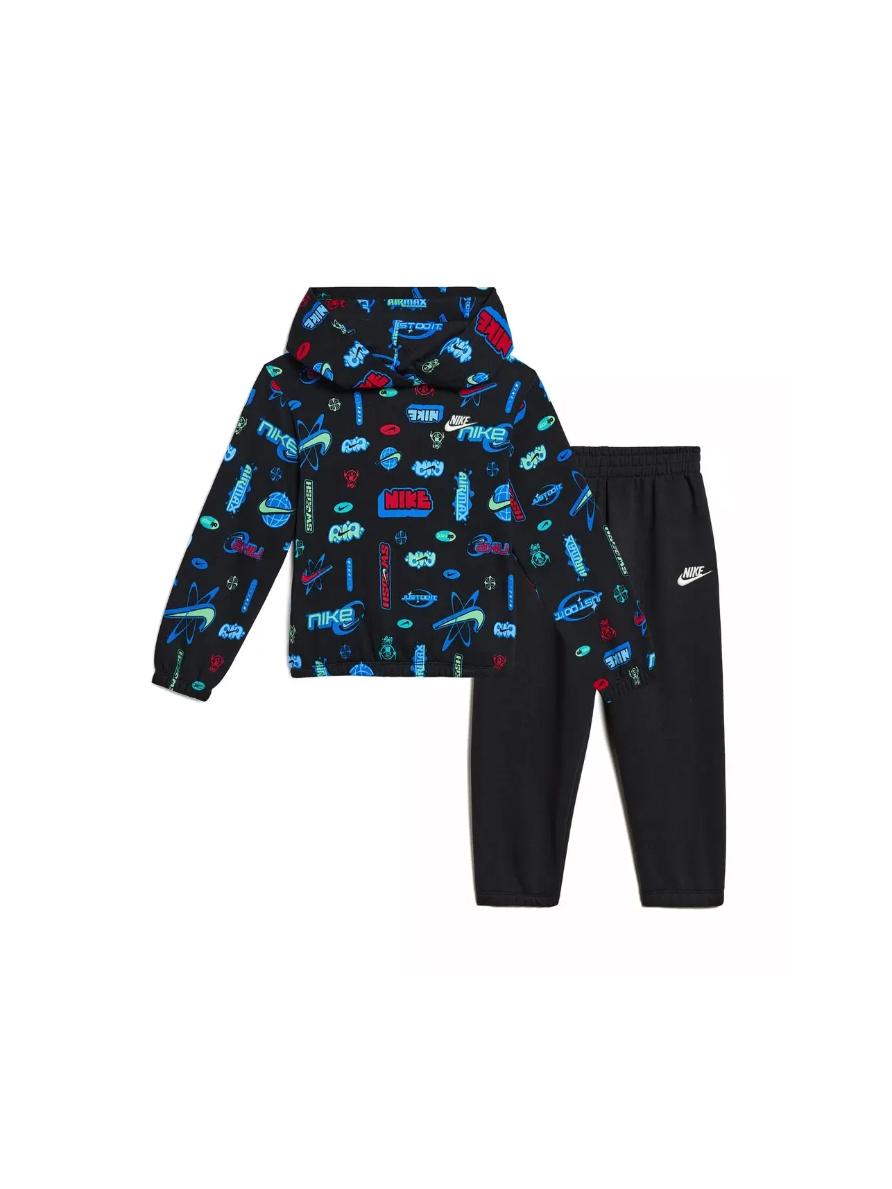 Комплект Aop из флисовой толстовки и спортивных брюк (для малышей) Nike Kids — черный