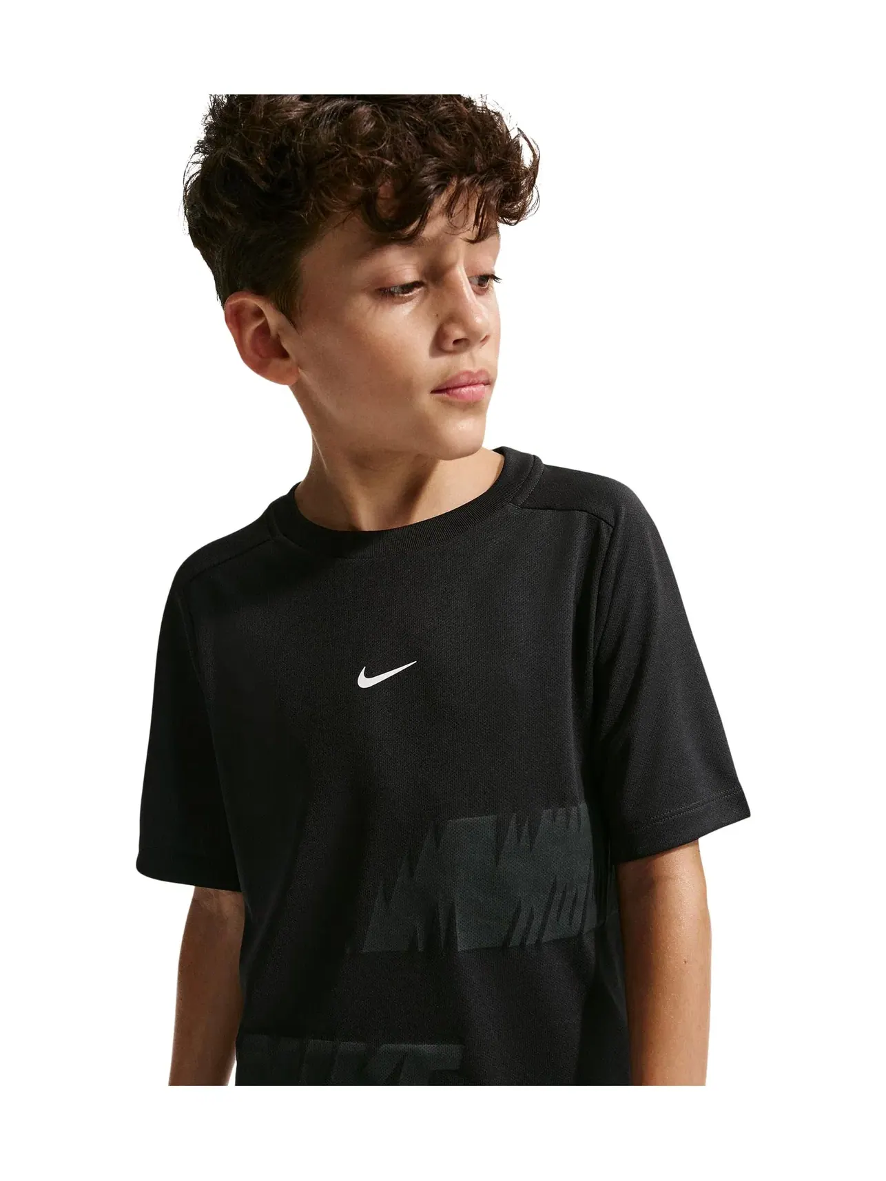 Футболка с коротким рукавом Multi Dri-FIT (для маленьких и больших детей) Nike Kids — изображение 4 из 5, черный/белый