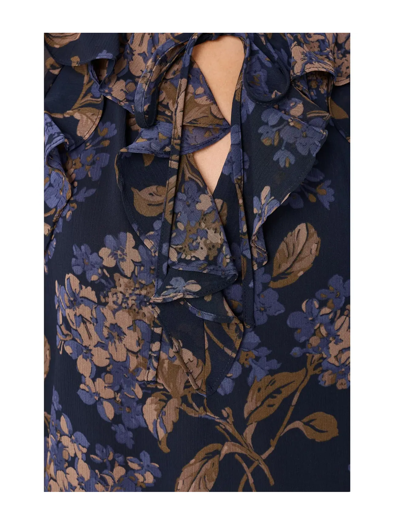 Небольшая блузка из жоржета с цветочным принтом и оборками Lauren Ralph Lauren — изображение 5 из 5, темно-синий мульти
