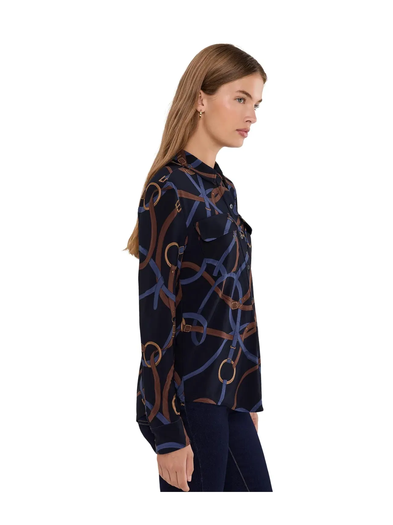 Футболка из эластичного трикотажа с принтом в виде пояса Lauren Ralph Lauren — изображение 3 из 5, темно-синий/мульти