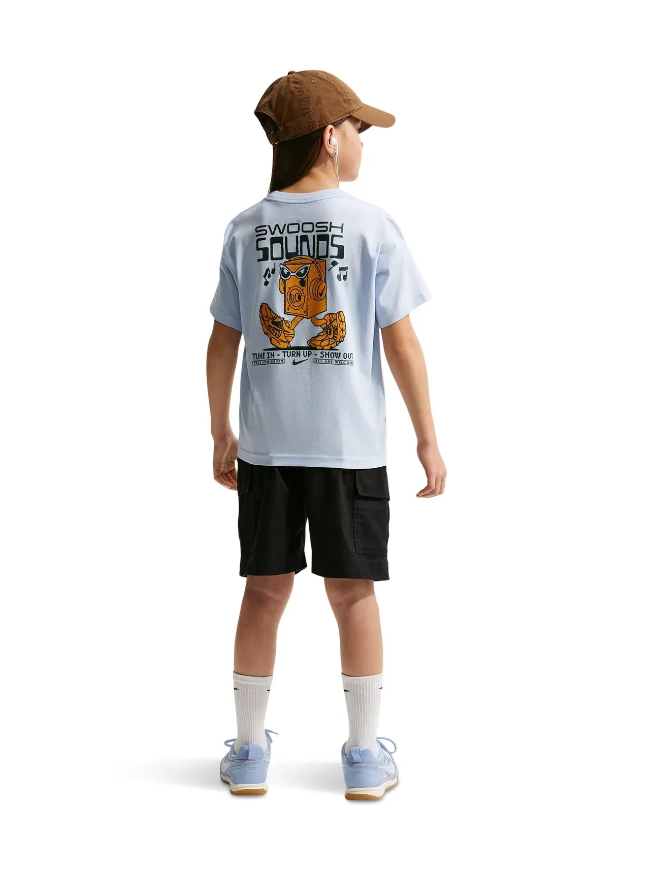 Спортивная футболка Swoosh Sounds 90-х (для маленьких и больших детей) Nike Kids — изображение 2 из 5, синий