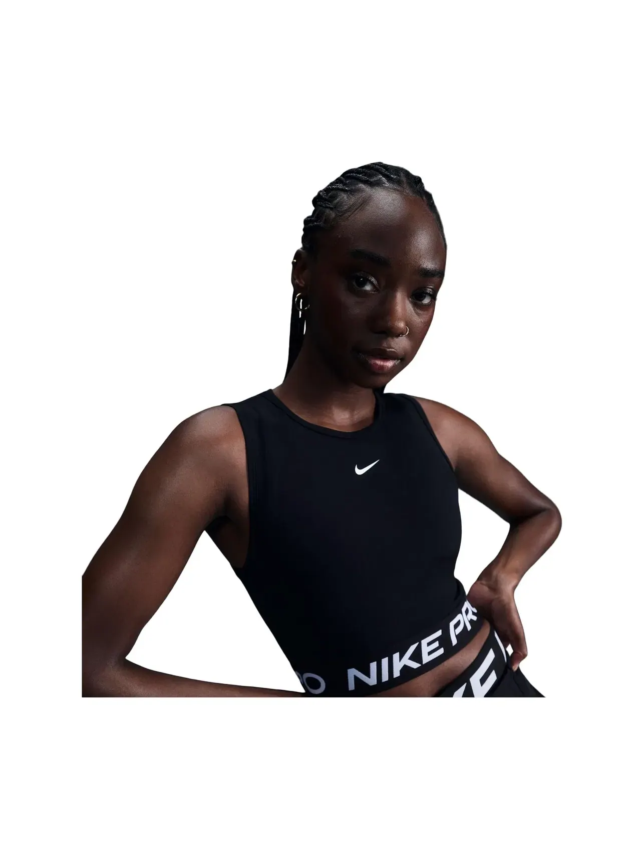 Укороченная майка Pro Dri-FIT Nike — изображение 2 из 5, черный/белый