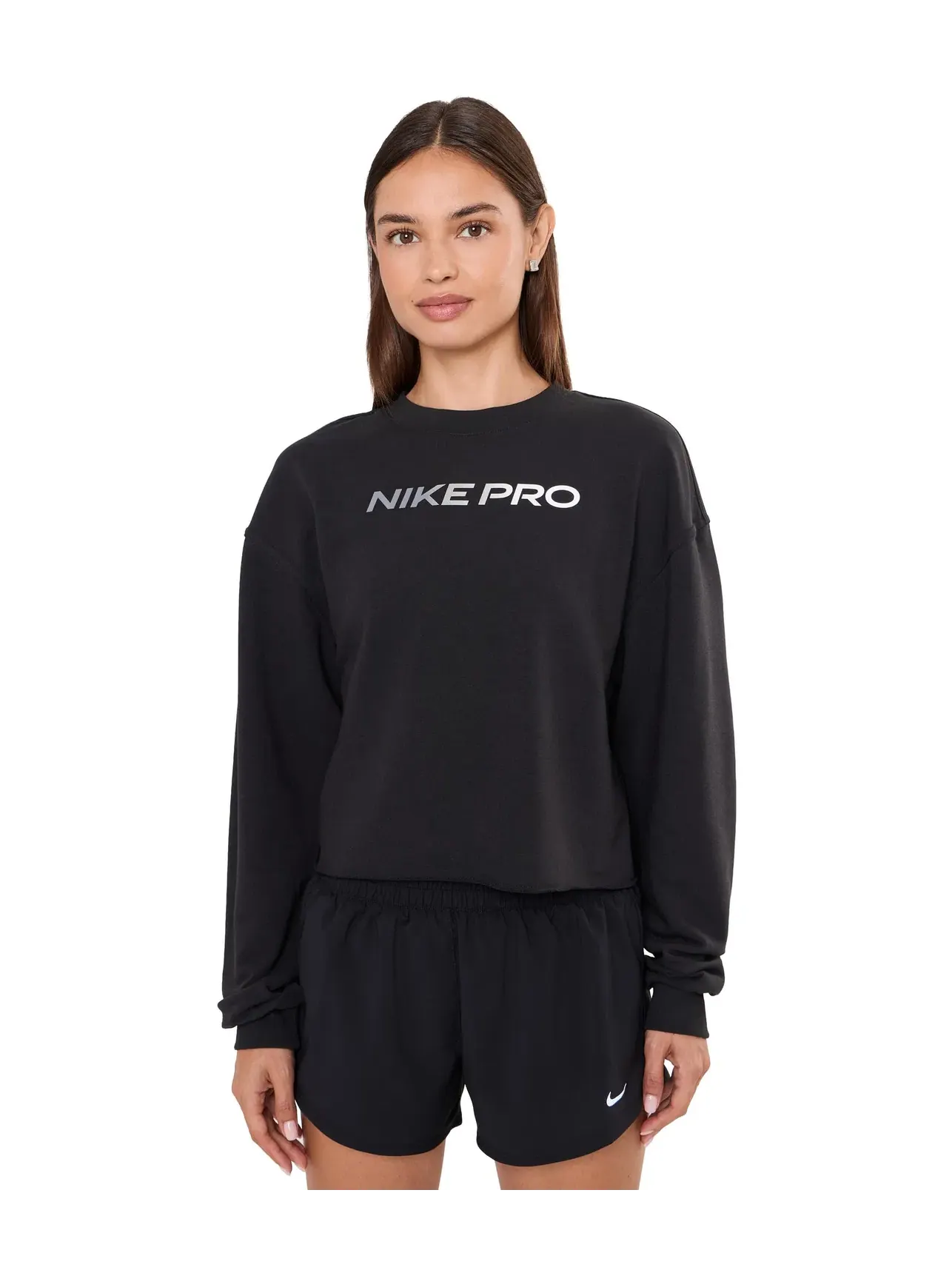 Спортивный топ Pro Dri-FIT Crew Fleece Training Top Gradient Nike — изображение 1 из 5, черный/белый