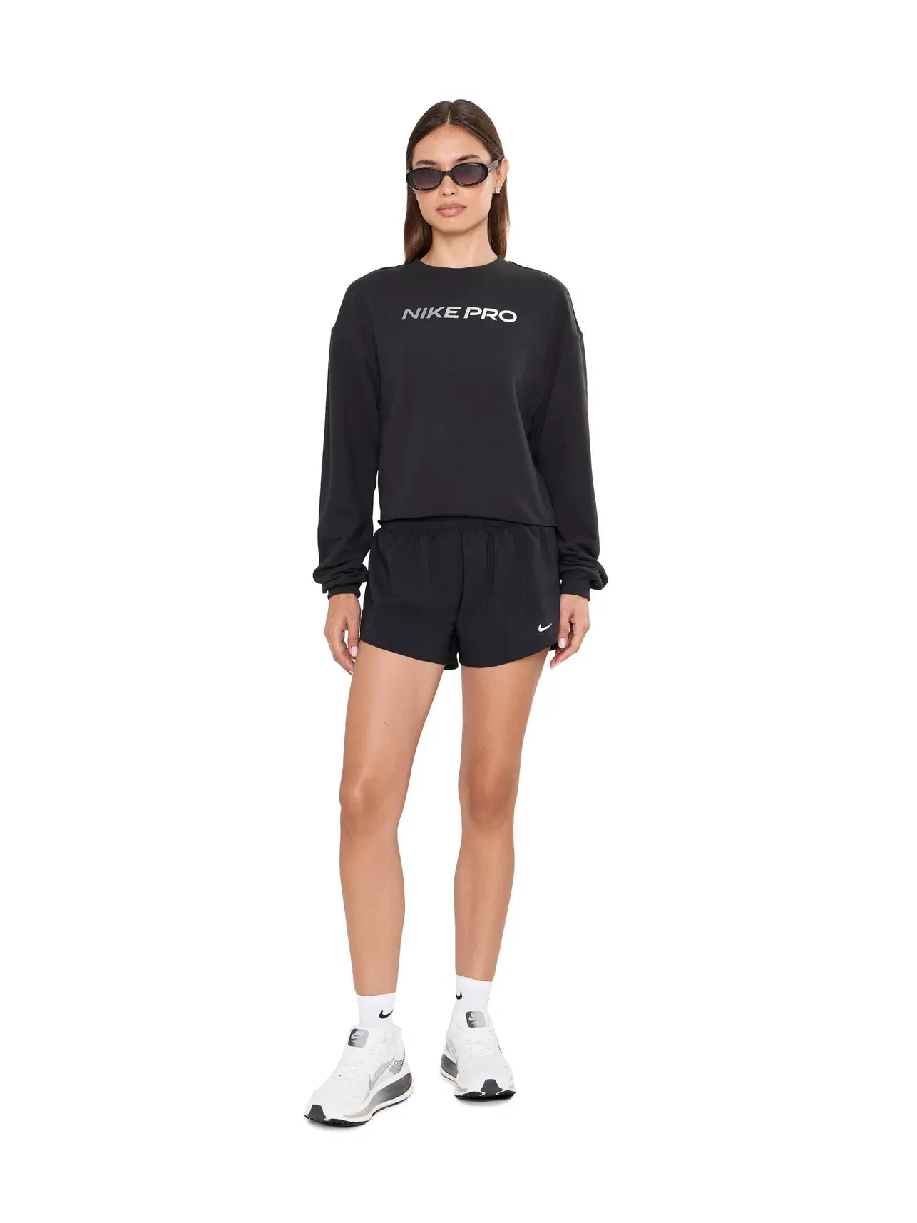Спортивный топ Pro Dri-FIT Crew Fleece Training Top Gradient Nike — изображение 2 из 5, черный/белый