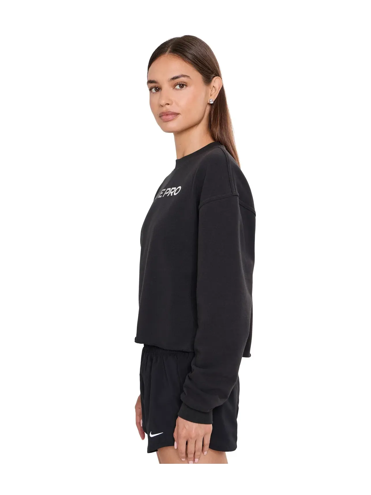 Спортивный топ Pro Dri-FIT Crew Fleece Training Top Gradient Nike — изображение 3 из 5, черный/белый