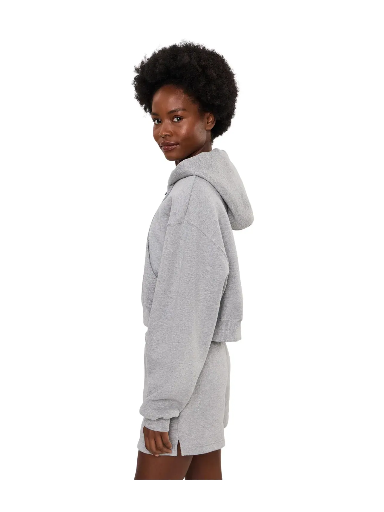 Укороченная толстовка Studio Fleece средней плотности на молнии. Nike — изображение 3 из 5, темный серый