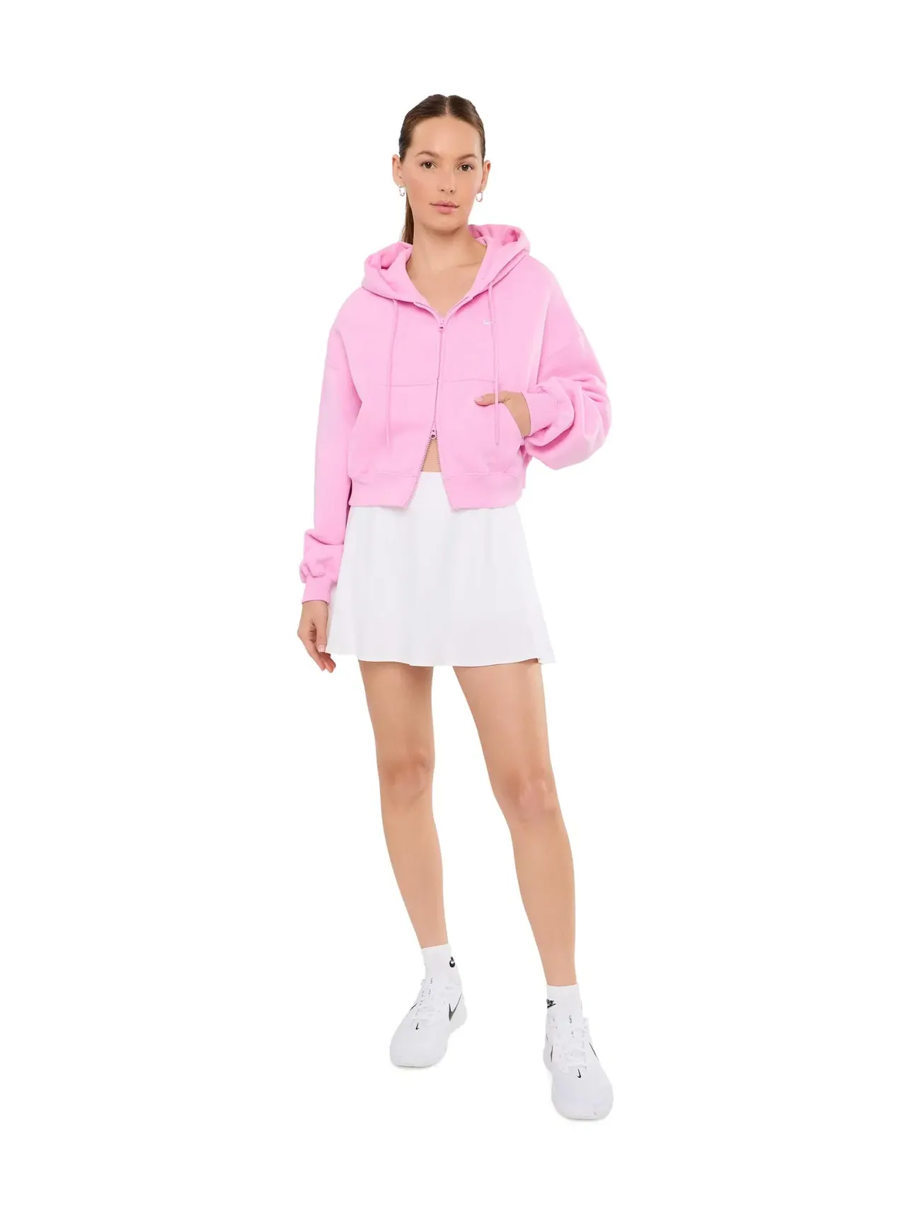 Укороченная толстовка Studio Fleece средней плотности на молнии. Nike — изображение 2 из 5, розовый