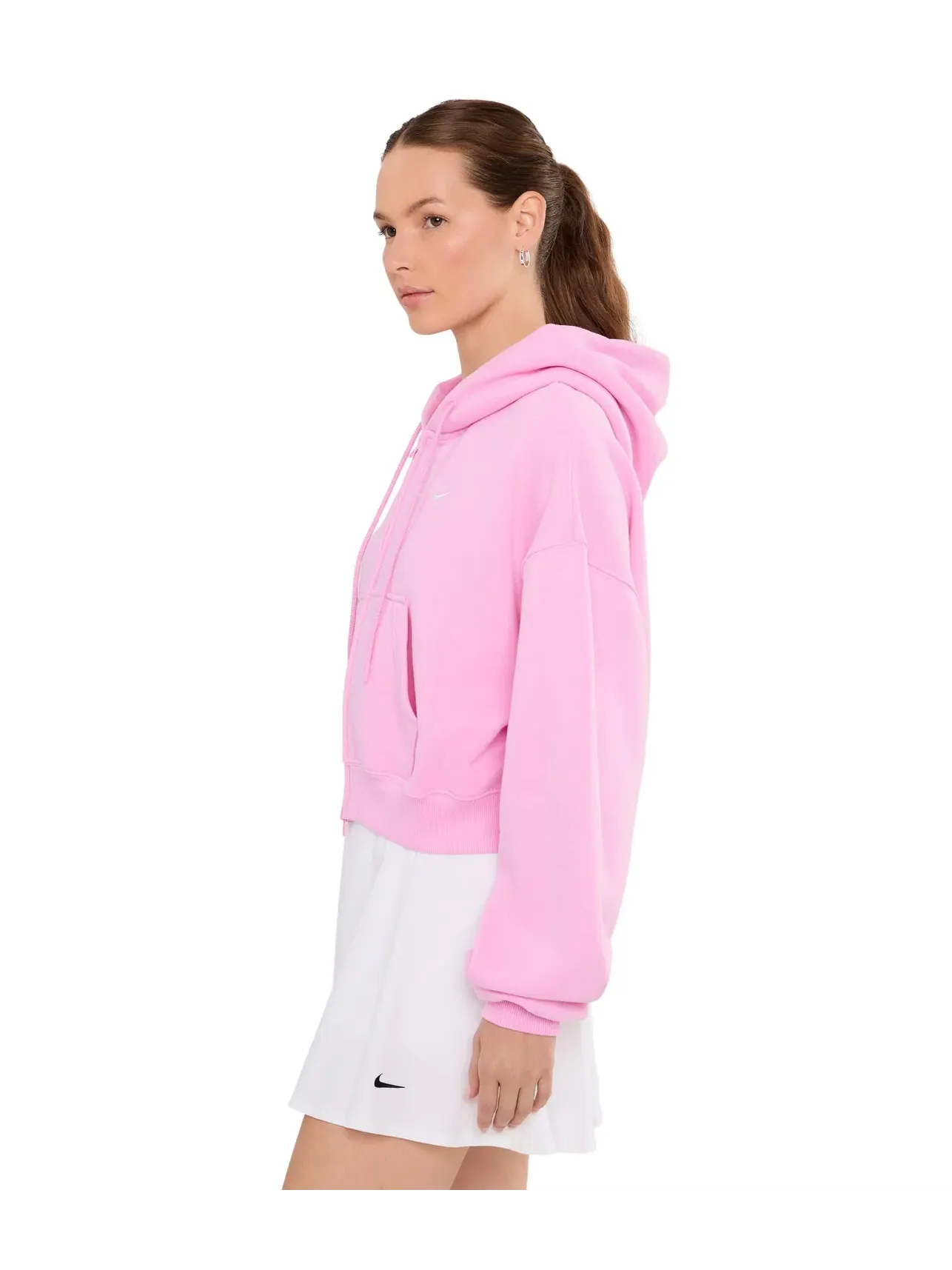 Укороченная толстовка Studio Fleece средней плотности на молнии. Nike — изображение 3 из 5, розовый