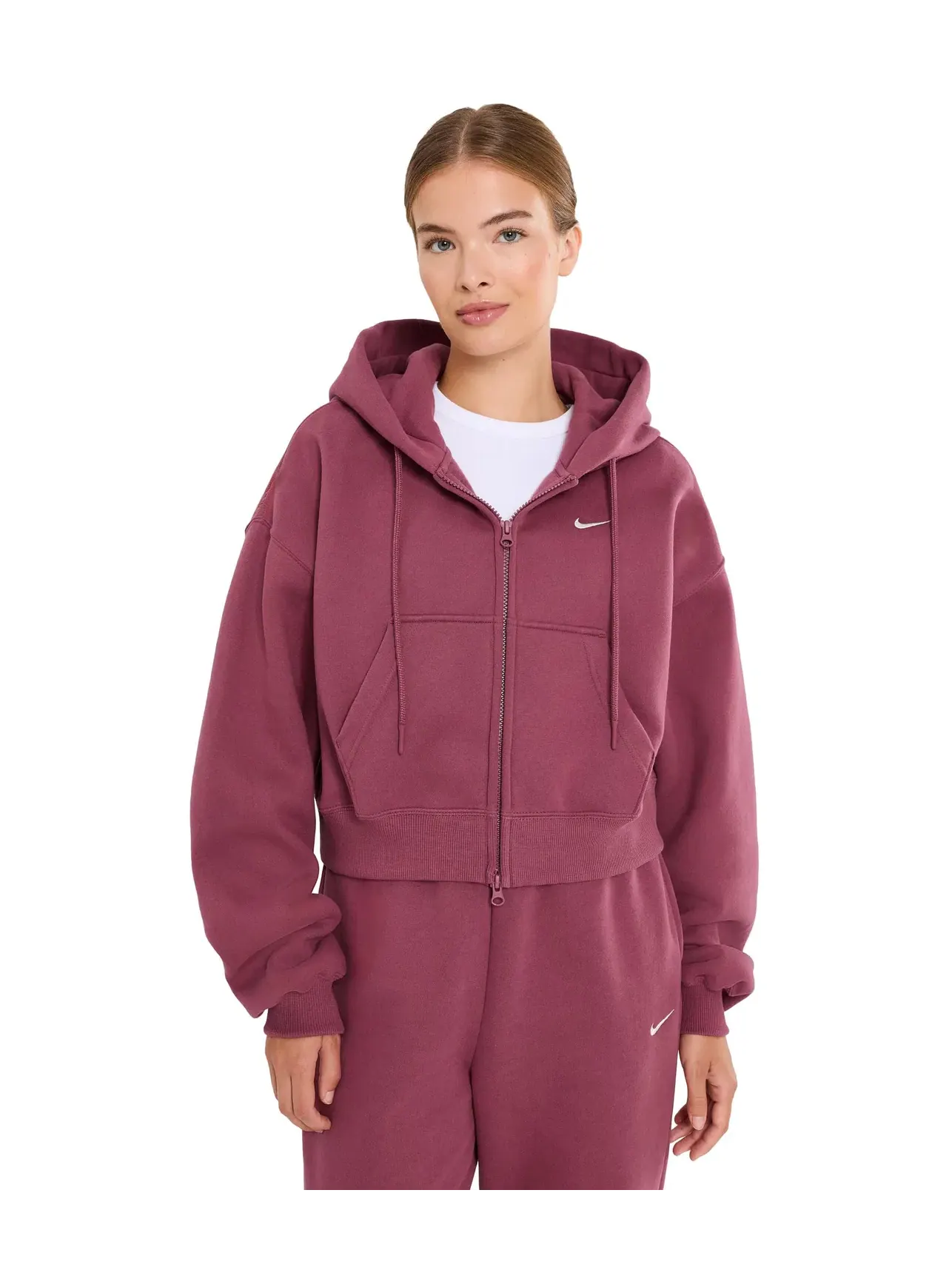 Укороченная толстовка Studio Fleece средней плотности на молнии. Nike — изображение 1 из 5, розовый