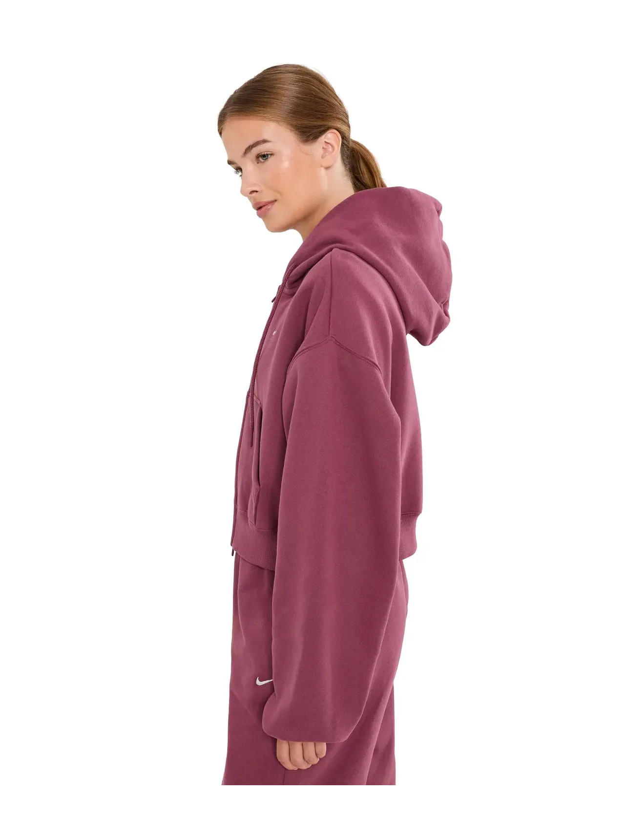 Укороченная толстовка Studio Fleece средней плотности на молнии. Nike — изображение 3 из 5, розовый