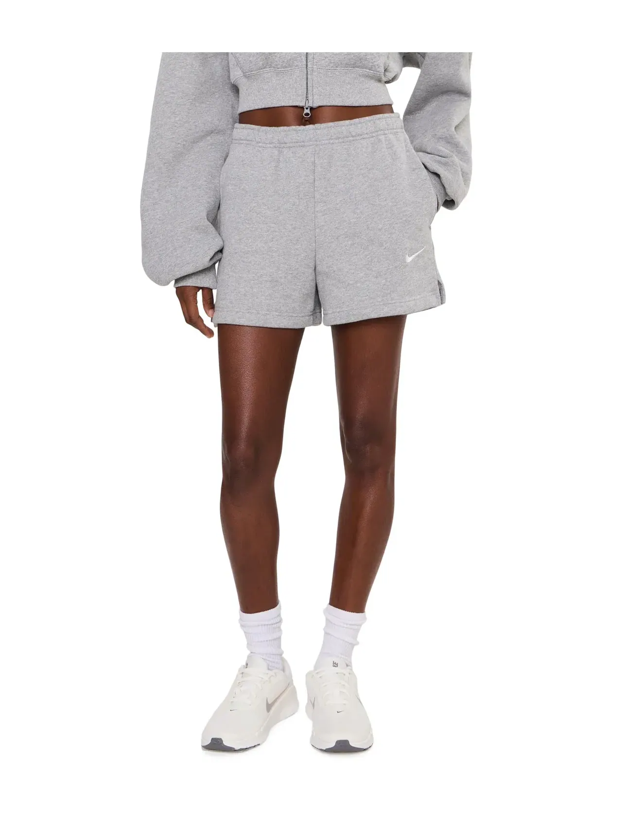 Шорты Studio Fleece Mid-Rise 4" Nike — изображение 1 из 5, темный серый