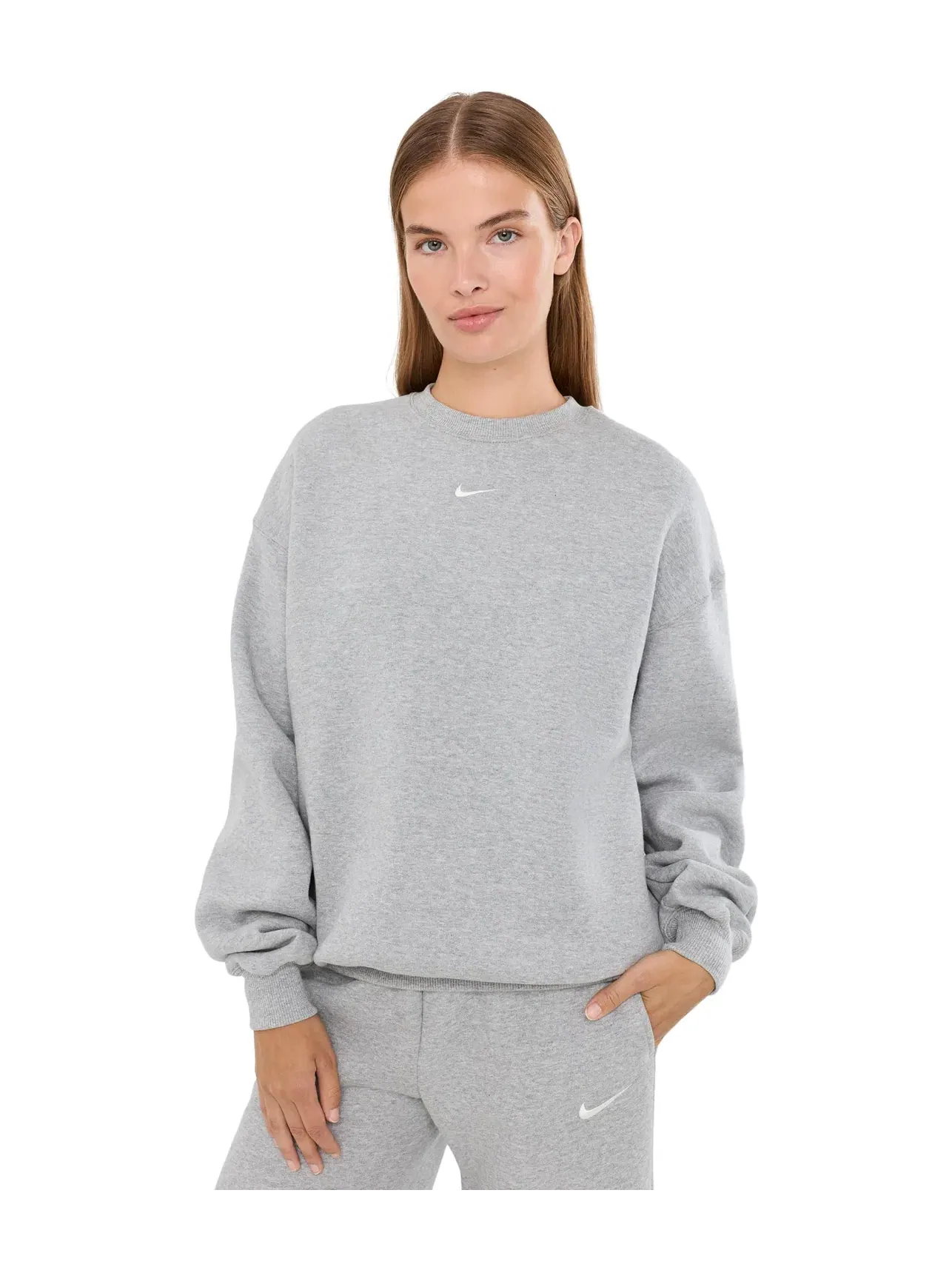 Толстовка Studio Fleece средней плотности с круглым вырезом свободного кроя Nike — изображение 1 из 5, темный серый