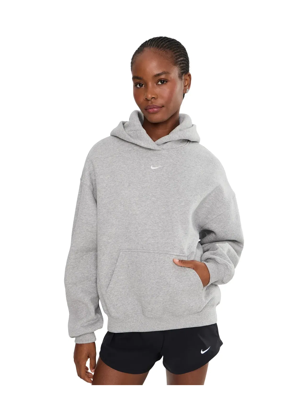 Толстовка с капюшоном Studio Fleece средней плотности, свободного кроя. Nike — изображение 1 из 5, темный серый