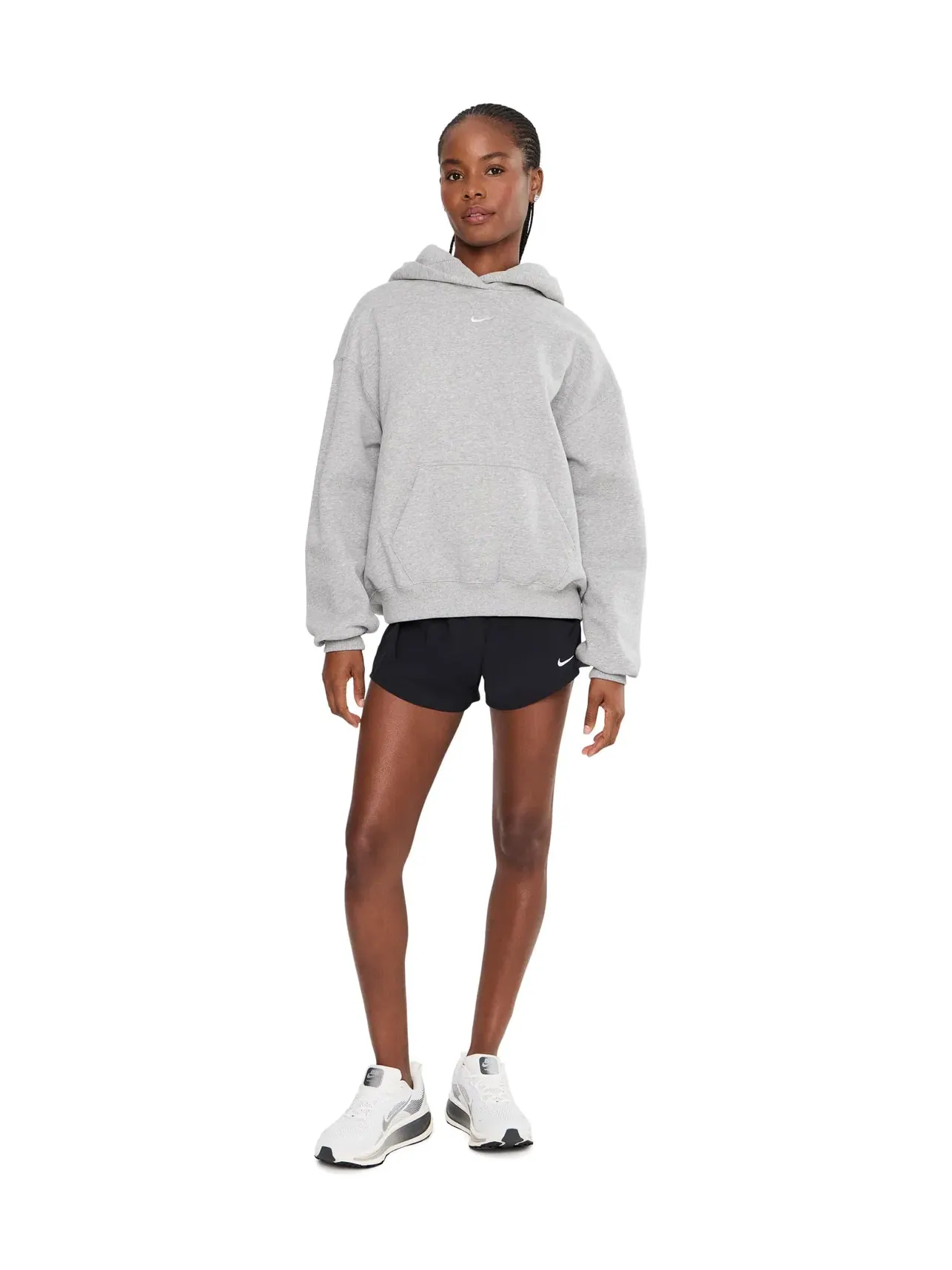 Толстовка с капюшоном Studio Fleece средней плотности, свободного кроя. Nike — изображение 2 из 5, темный серый