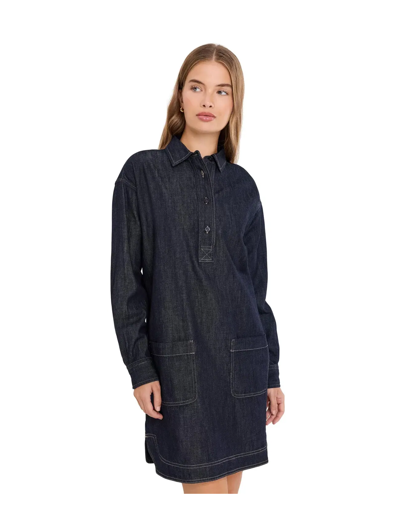 Платье-рубашка из денима для невысоких девушек Lauren Ralph Lauren — изображение 1 из 5, красный