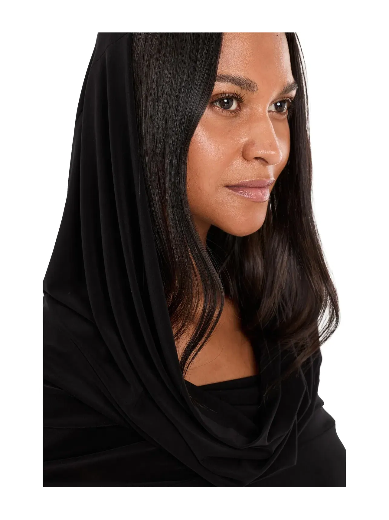 Боди без рукавов с капюшоном и драпированной горловиной Sleeveless Cowl Neck Hooded Bodysuit Norma Kamali, черный