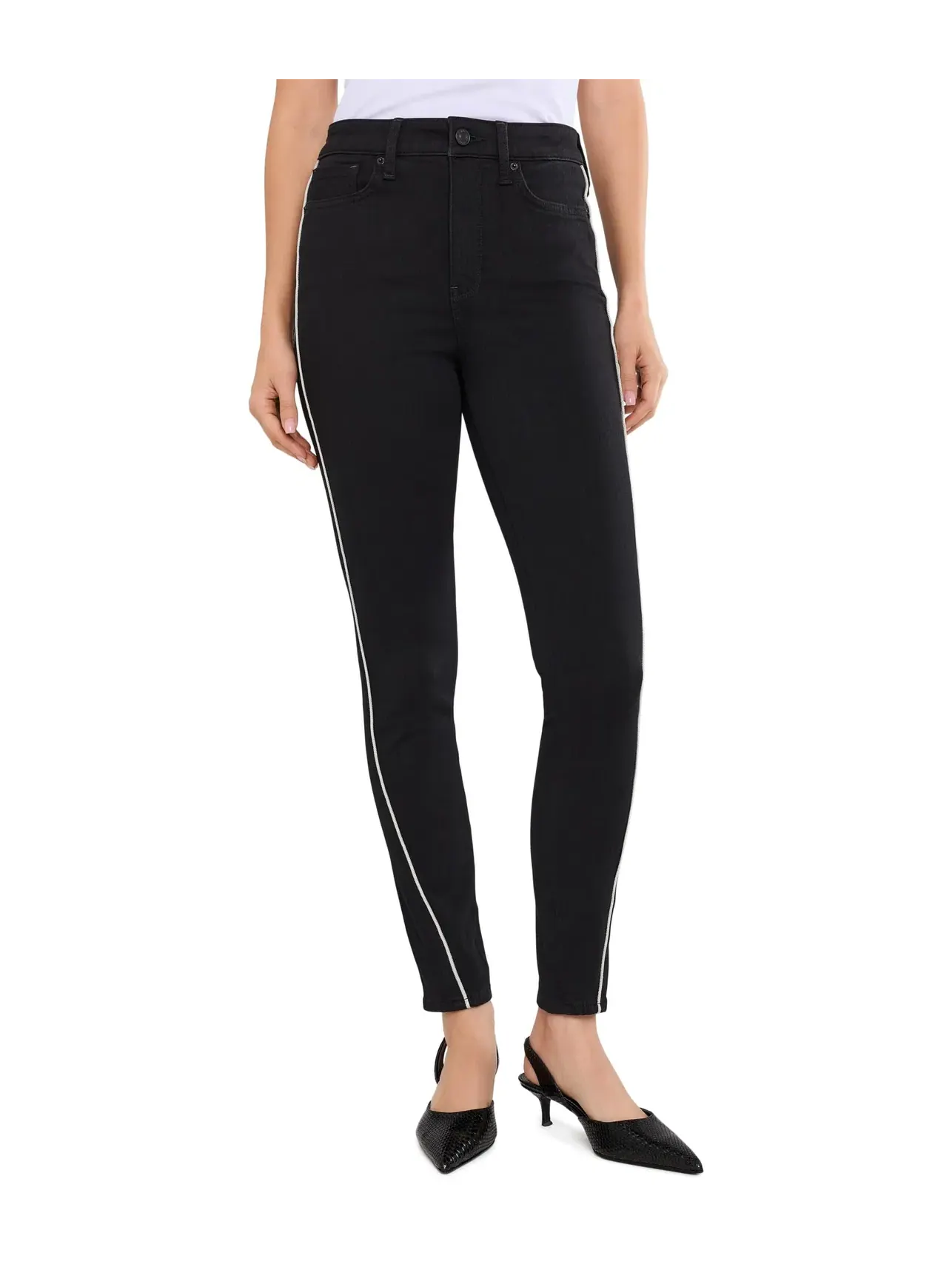 Джинсы Ami Skinny Contour Piping с высокой посадкой Nydj — изображение 1 из 5, черный