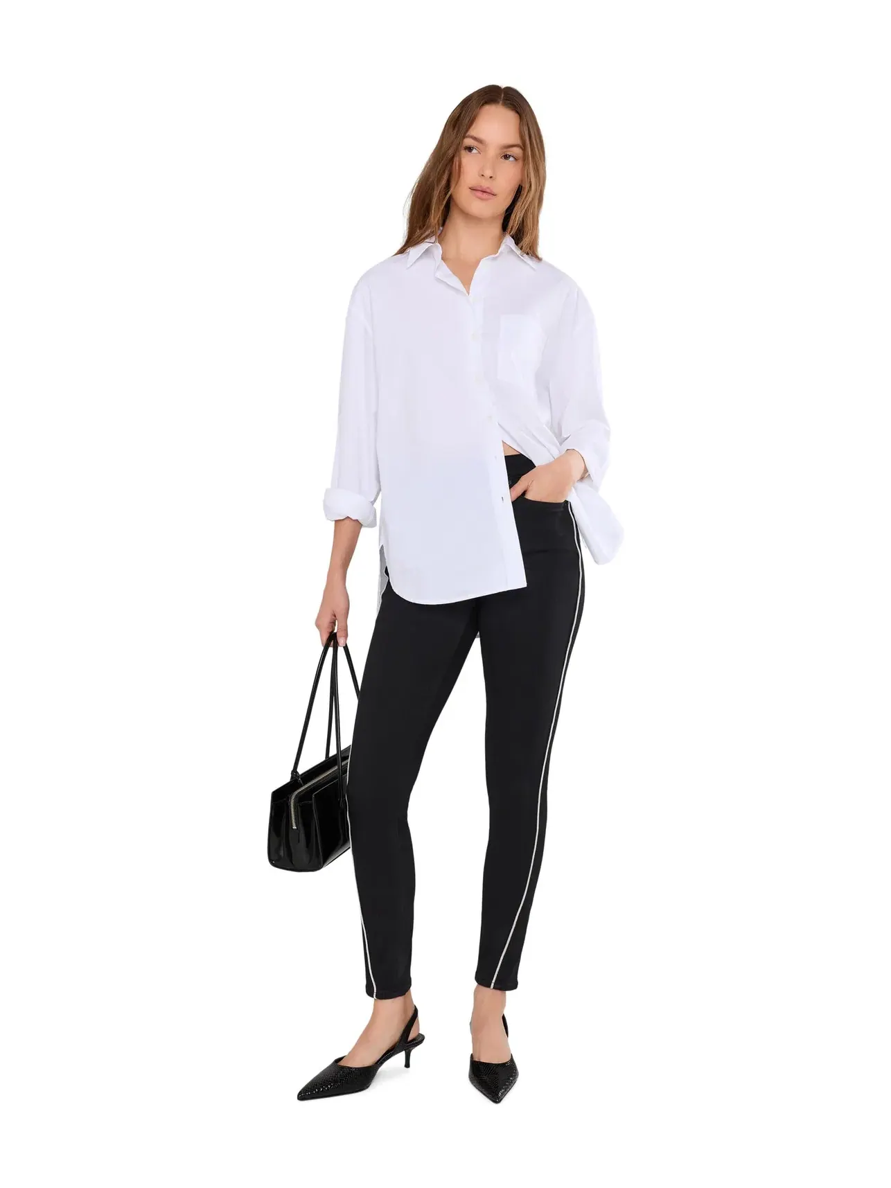 Джинсы Ami Skinny Contour Piping с высокой посадкой Nydj — изображение 2 из 5, черный