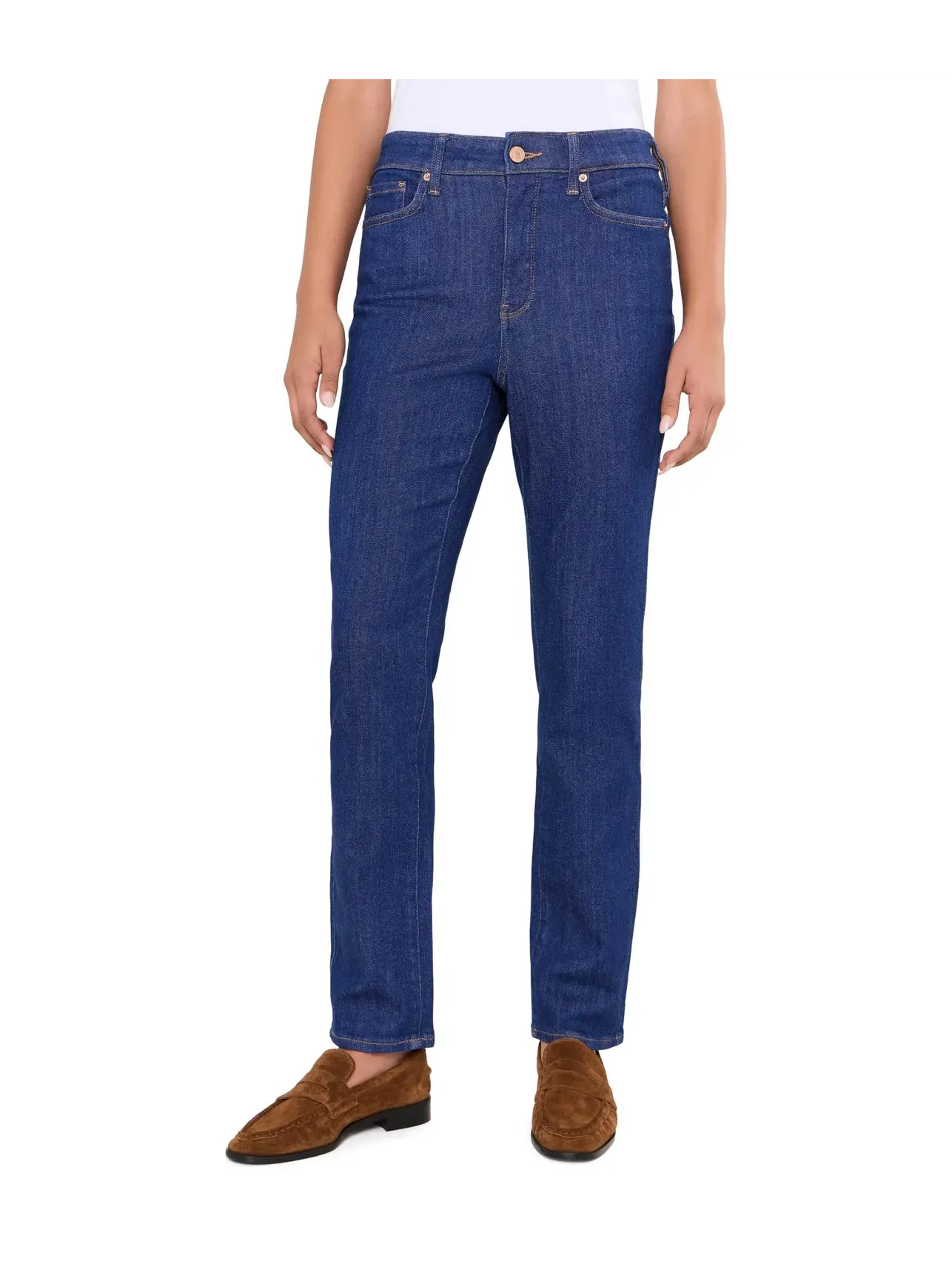 Джинсы Sheri Slim Straight с высокой посадкой Nydj — изображение 1 из 5, синий