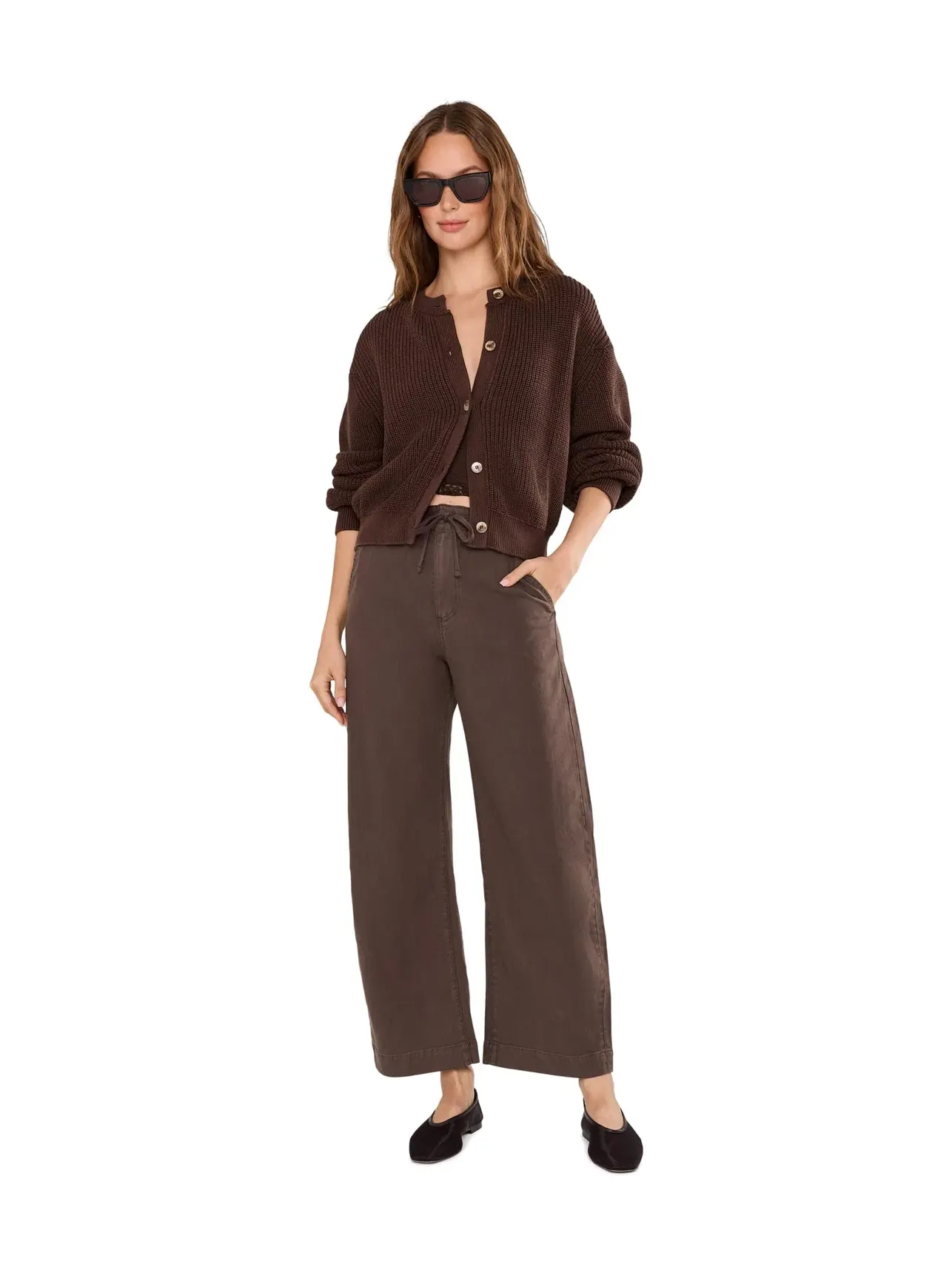 Джинсы до щиколотки с завязками Arellia Ankle with Tie in Rich Chocolate Paige — изображение 2 из 5, шоколадный