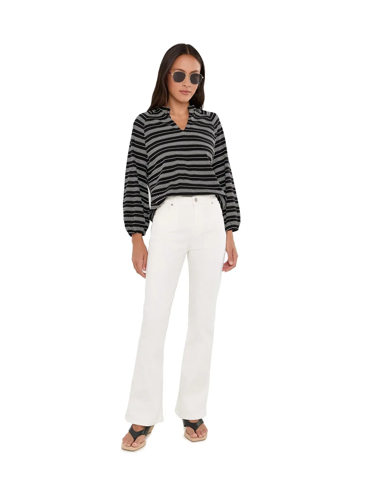 Джинсы с завышенной посадкой Petite High-Rise Laurel Canyon in Tonal Ecru Paige — изображение 2 из 5, экрю