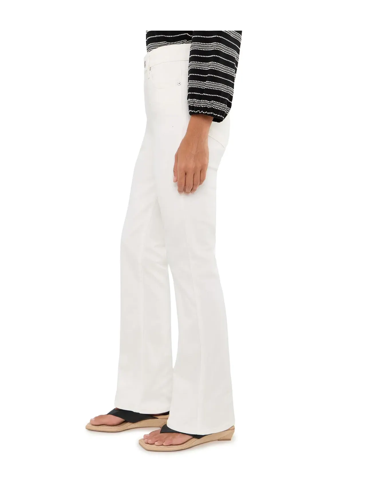 Джинсы с завышенной посадкой Petite High-Rise Laurel Canyon in Tonal Ecru Paige — изображение 3 из 5, экрю