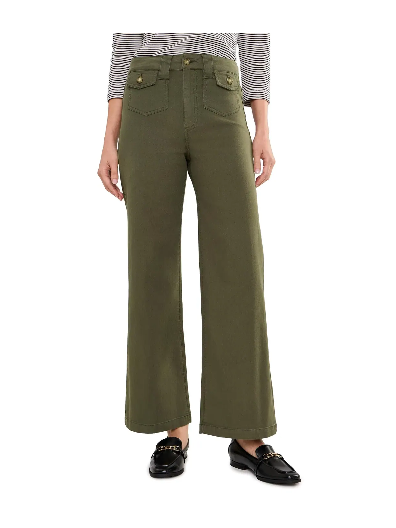 Джинсы с клапанными накладными карманами Ari with Flap Patch Pockets in Vintage Forester Green Paige — изображение 1 из 5