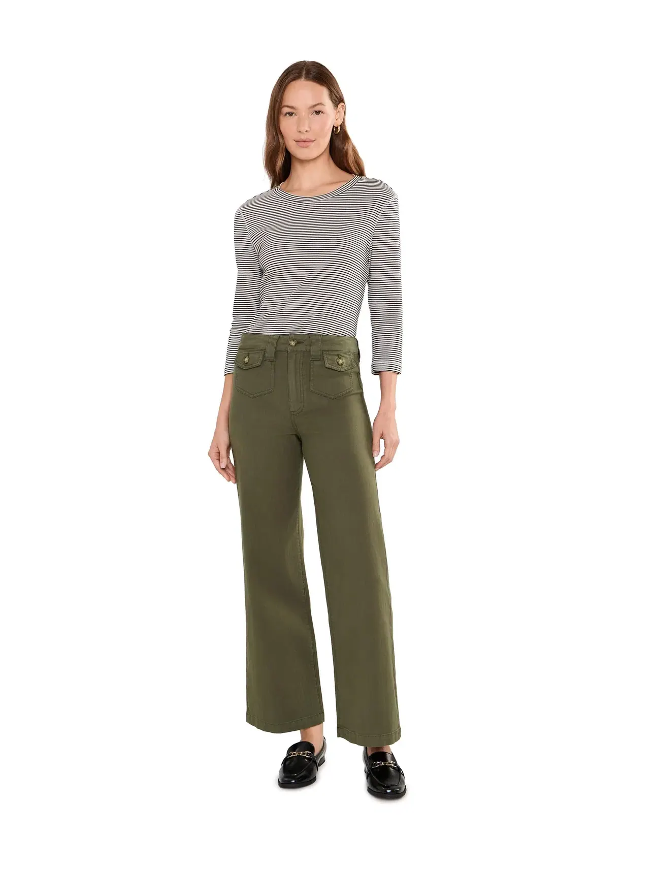 Джинсы с клапанными накладными карманами Ari with Flap Patch Pockets in Vintage Forester Green Paige — изображение 2 из 5