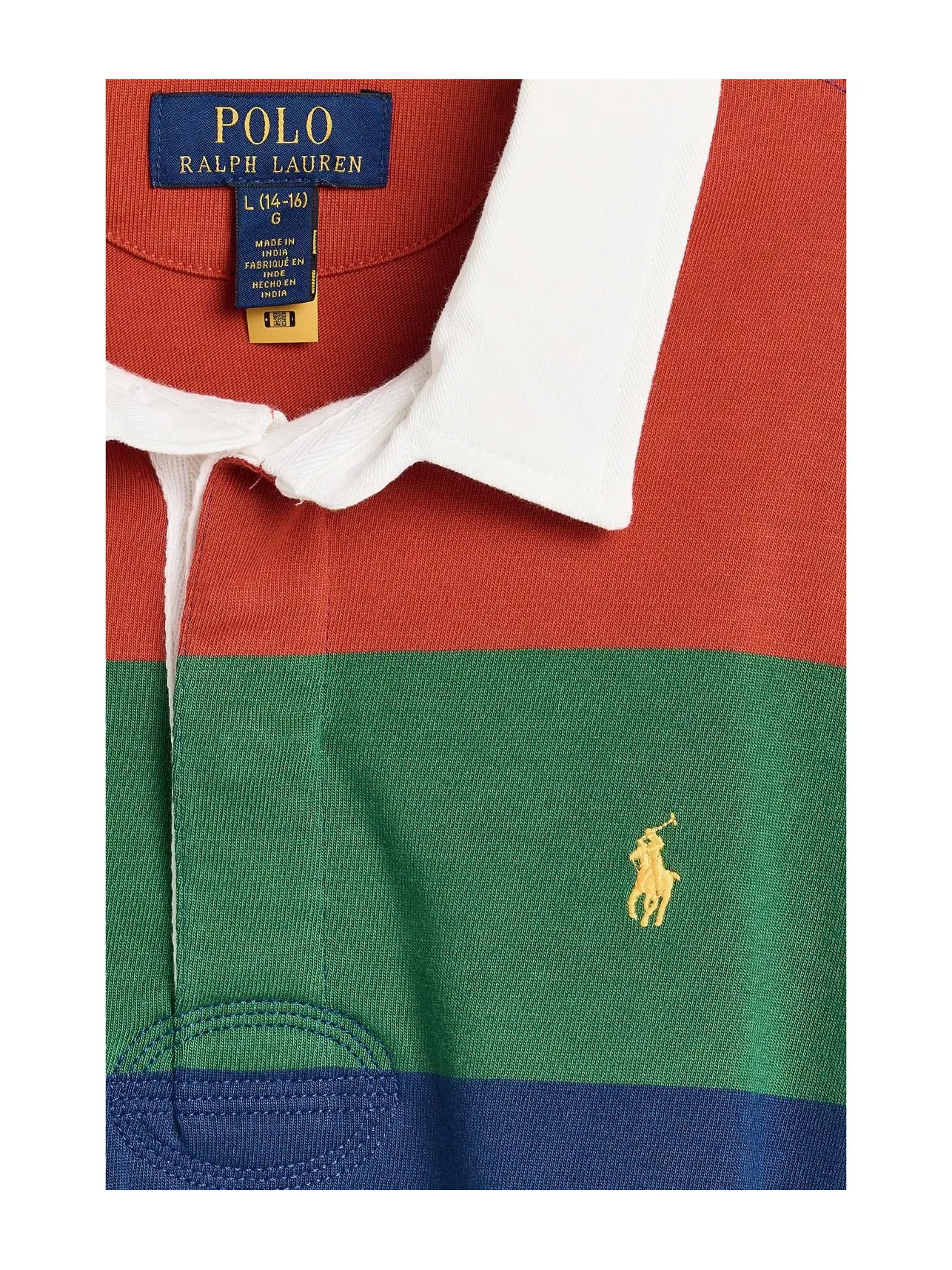 Полосатая хлопковая рубашка для регби (для детей постарше) Polo Ralph Lauren Kids — изображение 3 из 3, красный мульти