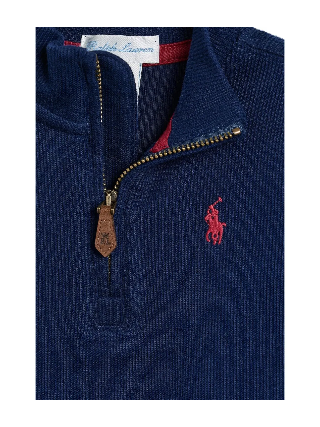 Пуловер Estate-Rib с молнией на четверть длины (для младенцев) Polo Ralph Lauren Kids — изображение 3 из 3, темно-синий