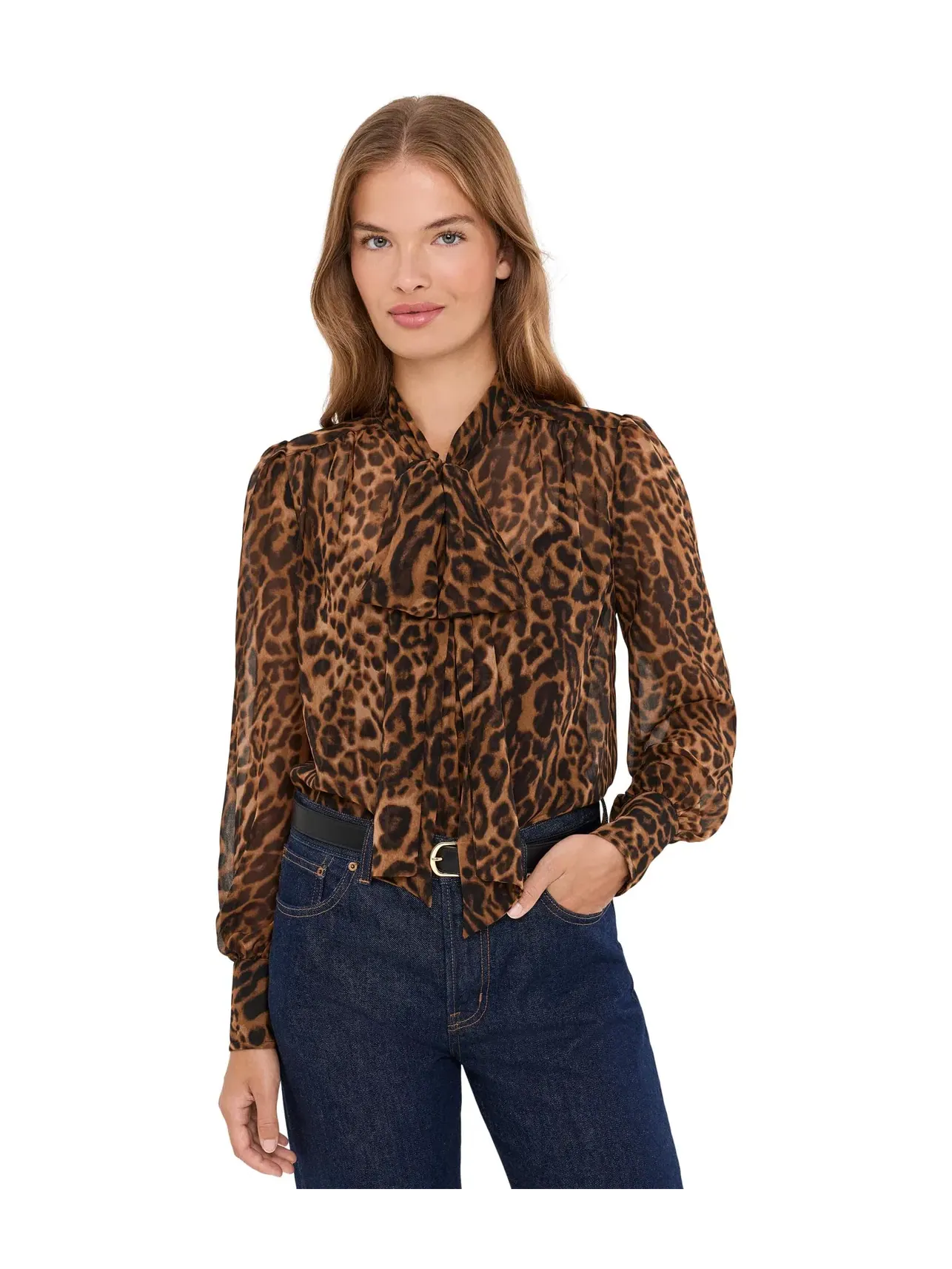 Миниатюрная шифоновая блузка с завязками на шее и принтом под оцелота. Lauren Ralph Lauren — изображение 1 из 5