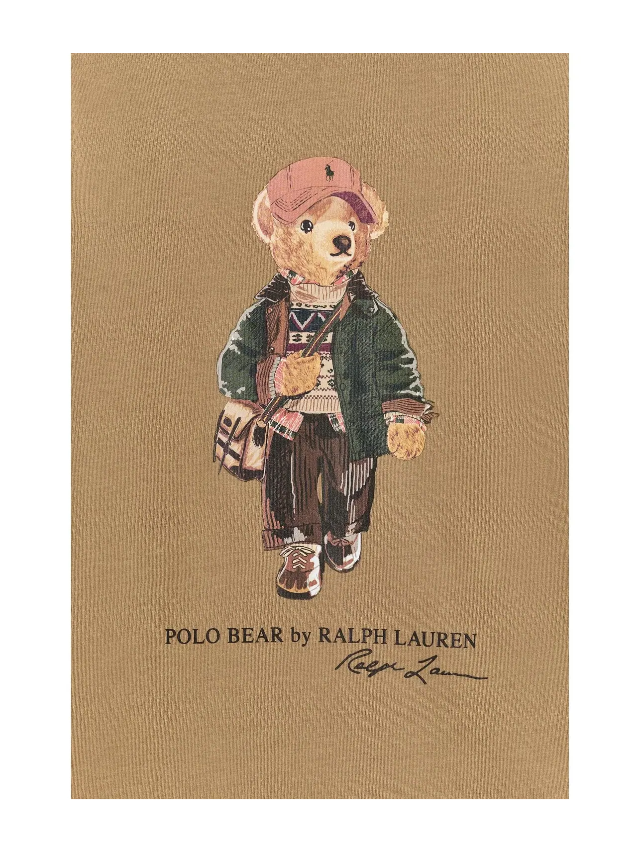 Хлопковая футболка Polo Bear (для детей постарше) Polo Ralph Lauren Kids — изображение 3 из 3, верблюжий