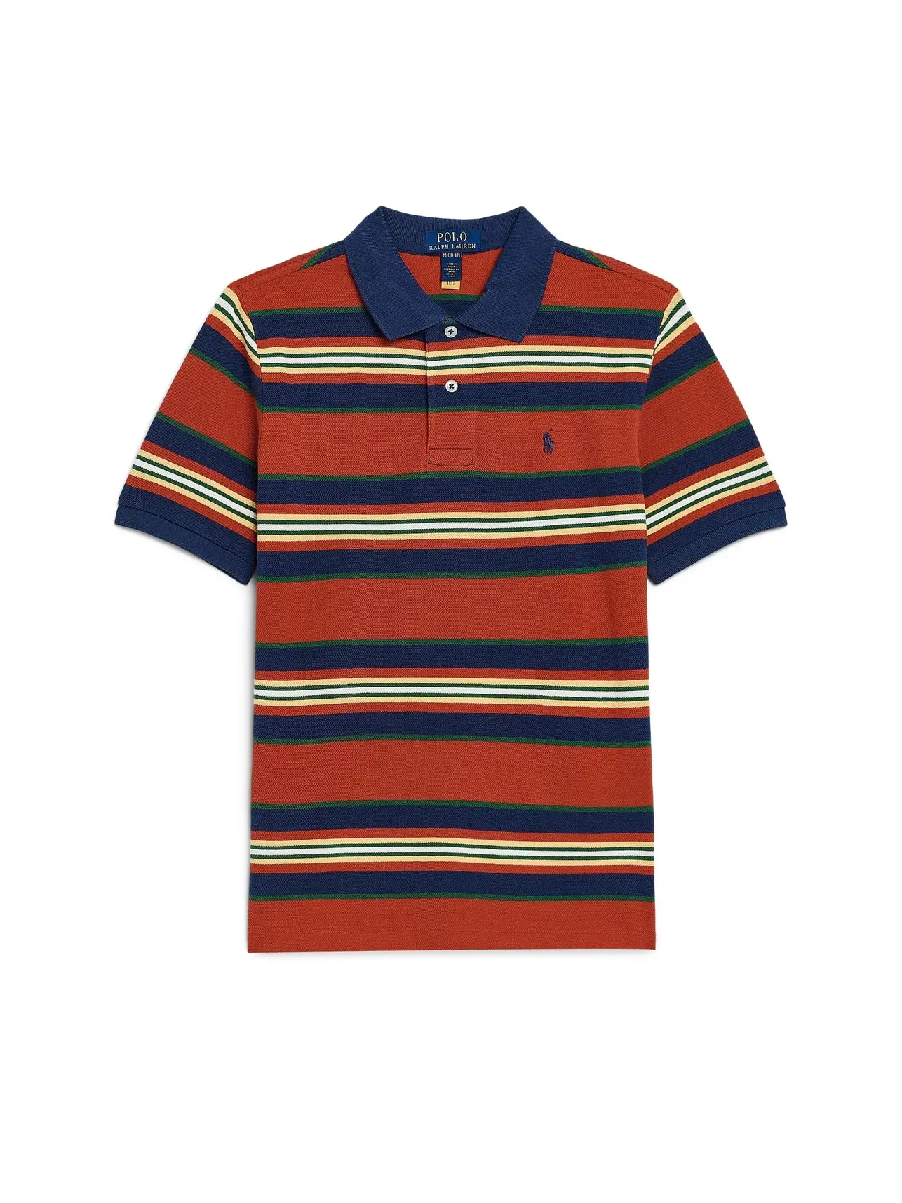 Полосатая хлопковая сетчатая рубашка-поло (для детей постарше) Polo Ralph Lauren Kids — изображение 1 из 3, оранжевый/мульти