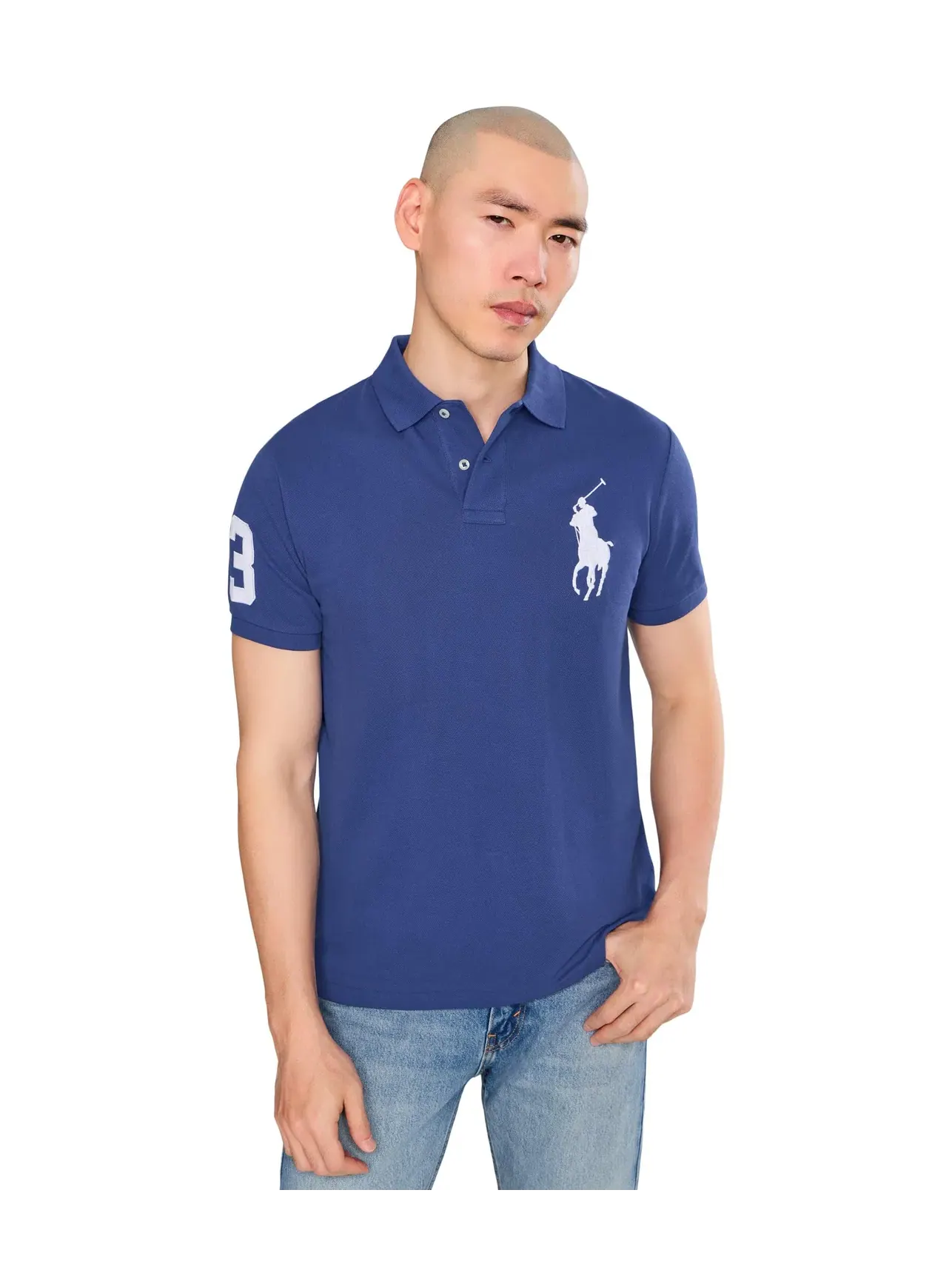 Поло-рубашка Big Pony из сетчатой ткани Polo Ralph Lauren — изображение 1 из 5, синий/белый