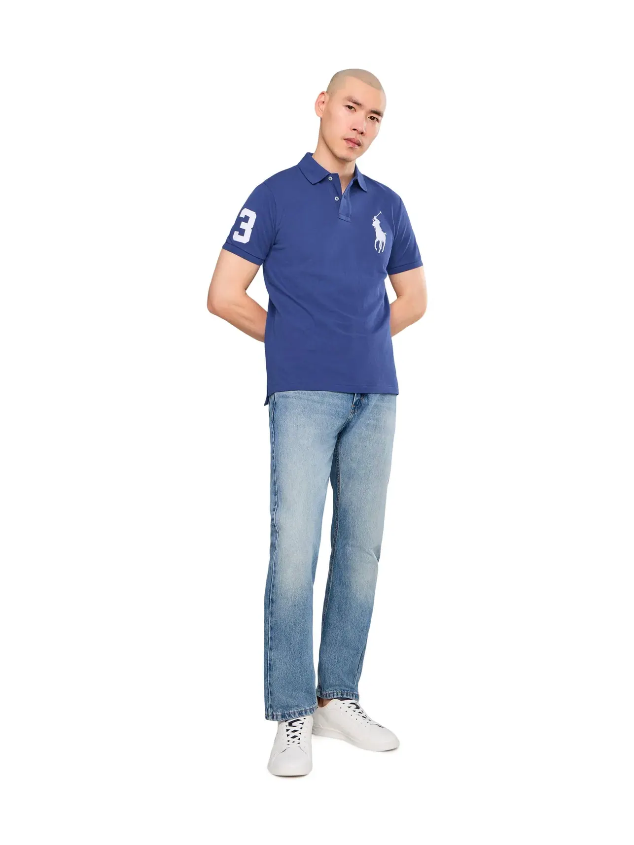 Поло-рубашка Big Pony из сетчатой ткани Polo Ralph Lauren — изображение 2 из 5, синий/белый