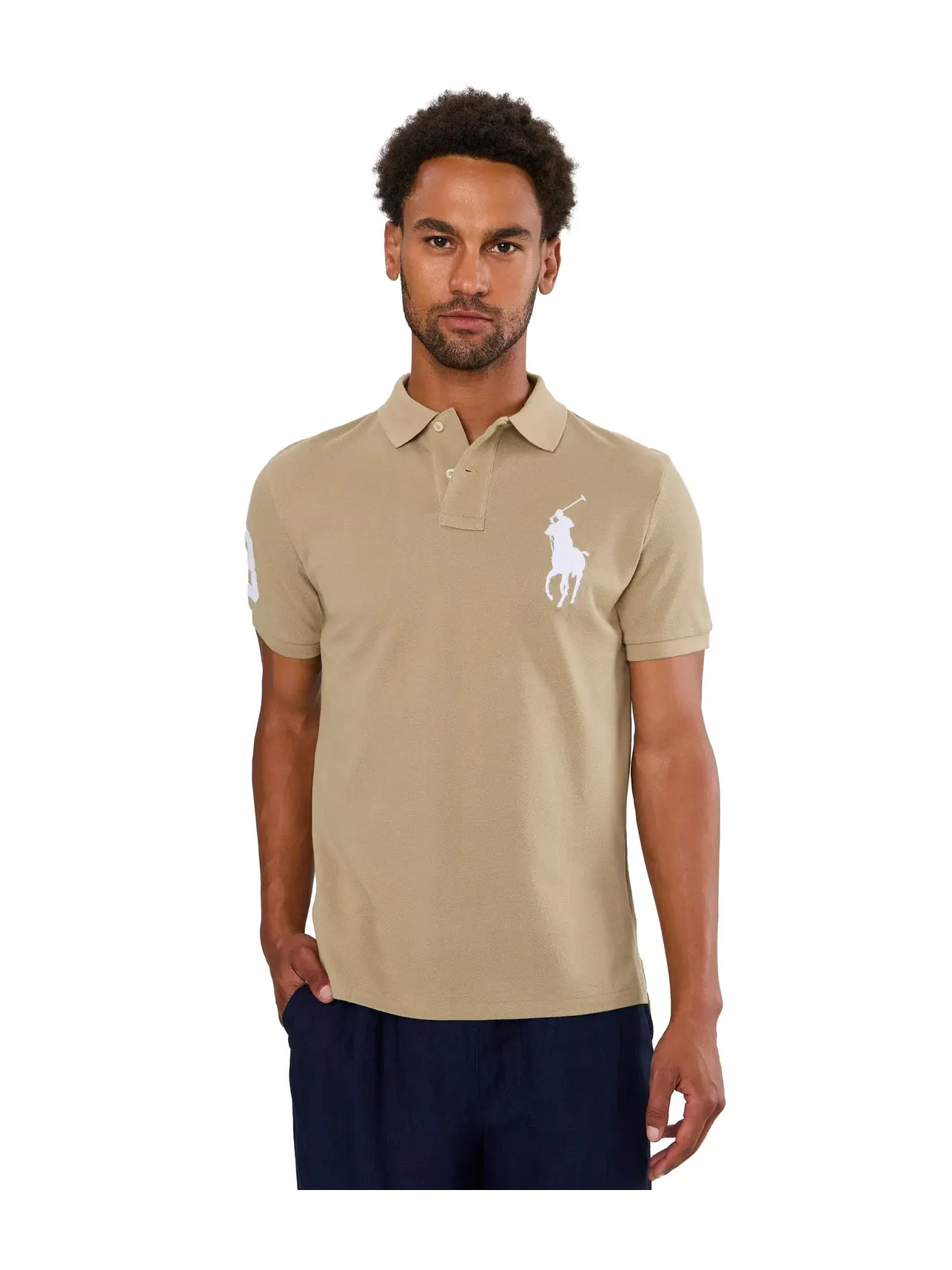 Поло-рубашка Big Pony из сетчатой ткани Polo Ralph Lauren — изображение 1 из 5, бежевый/белый