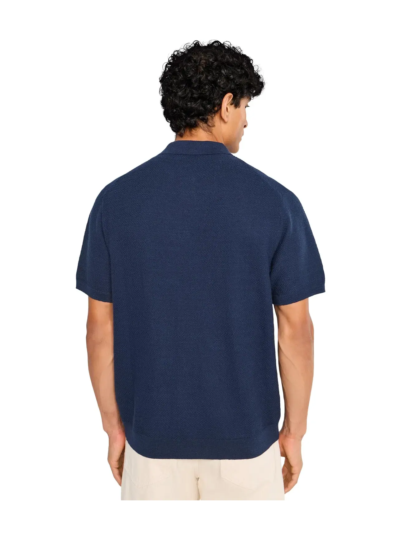 Кардиган с коротким рукавом из хлопка и льна Polo Ralph Lauren — изображение 4 из 5, яркий темно-синий