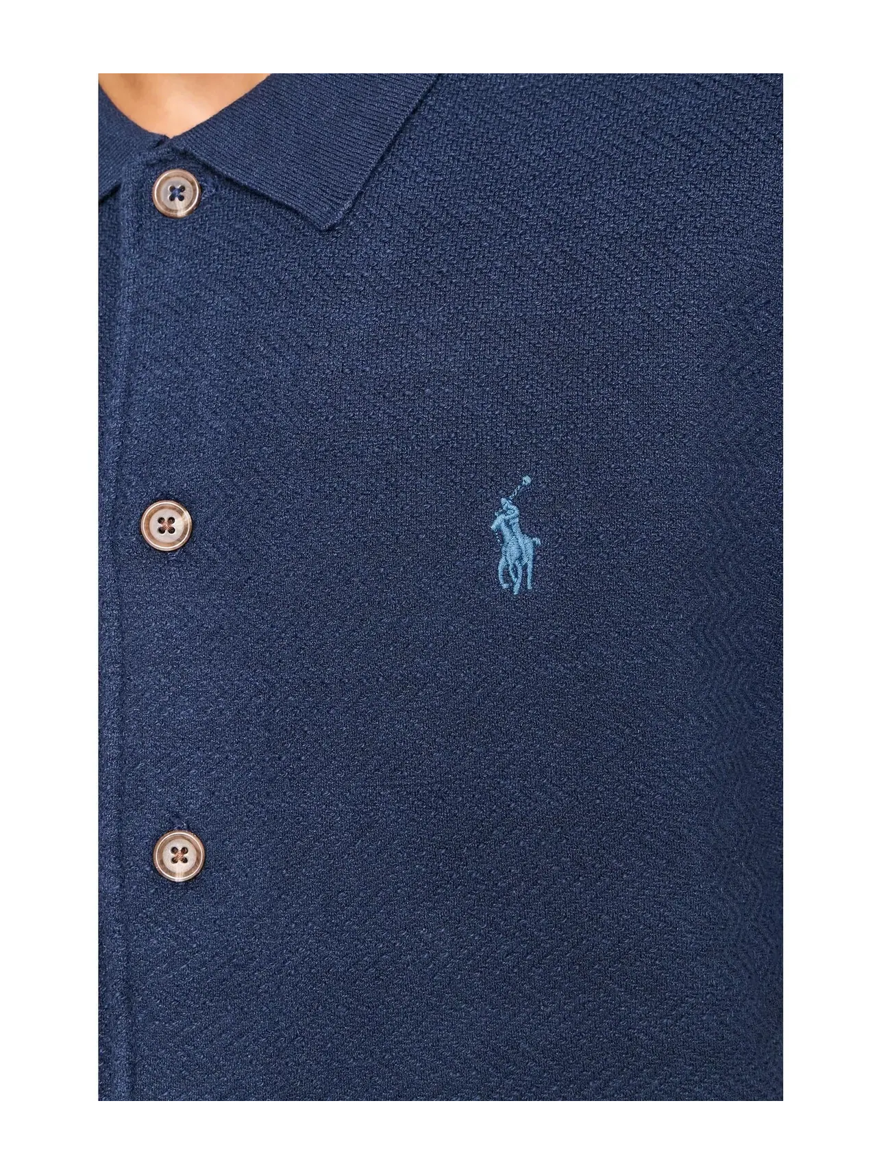 Кардиган с коротким рукавом из хлопка и льна Polo Ralph Lauren — изображение 5 из 5, яркий темно-синий