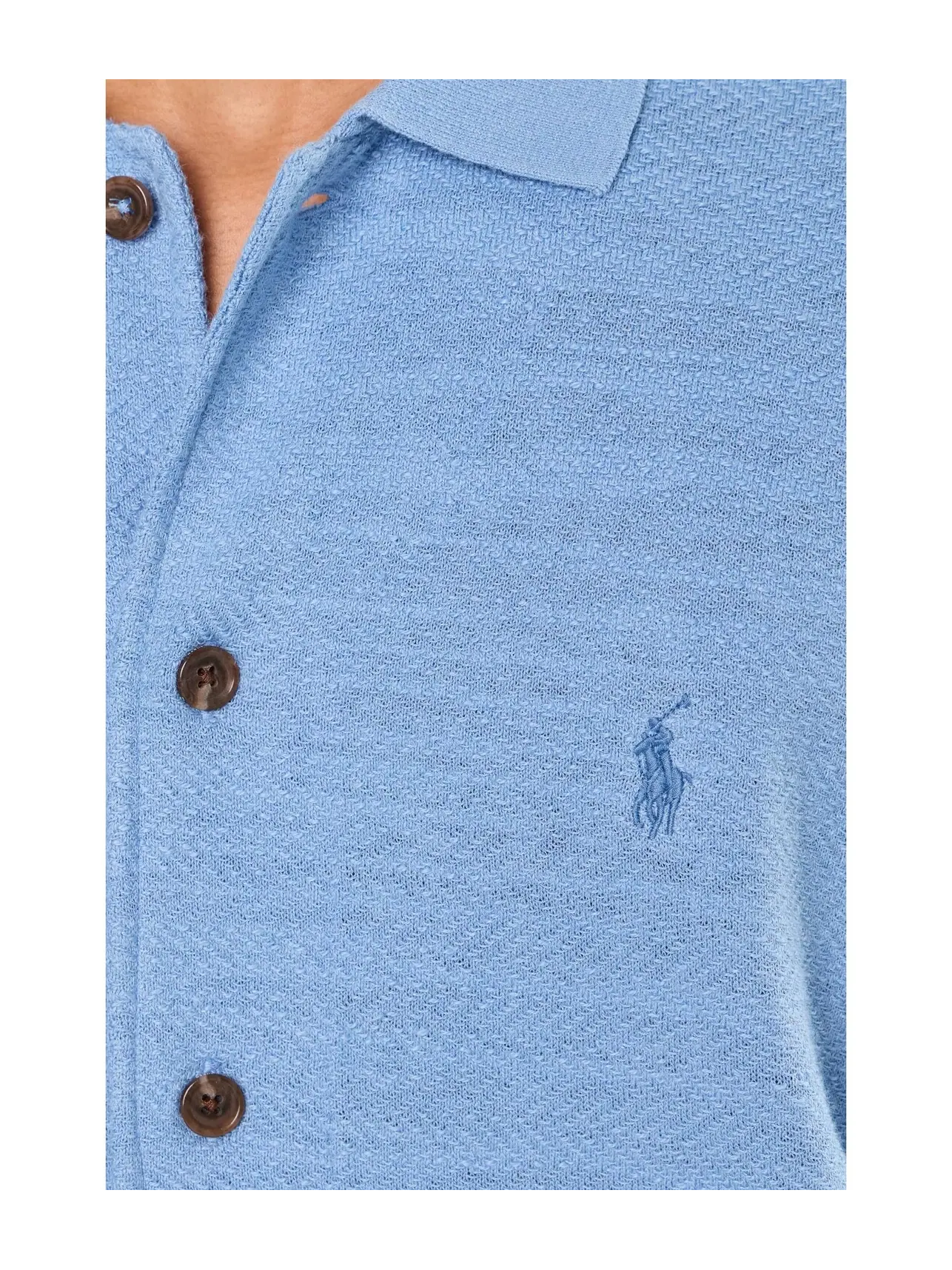 Кардиган с коротким рукавом из хлопка и льна Polo Ralph Lauren — изображение 5 из 5, синий
