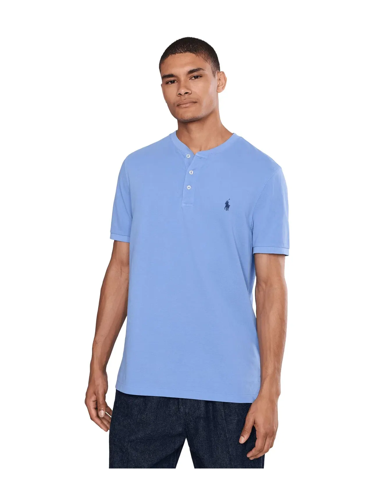 Легкая сетчатая рубашка-поло из тонкой ткани Polo Ralph Lauren — изображение 1 из 5, синий