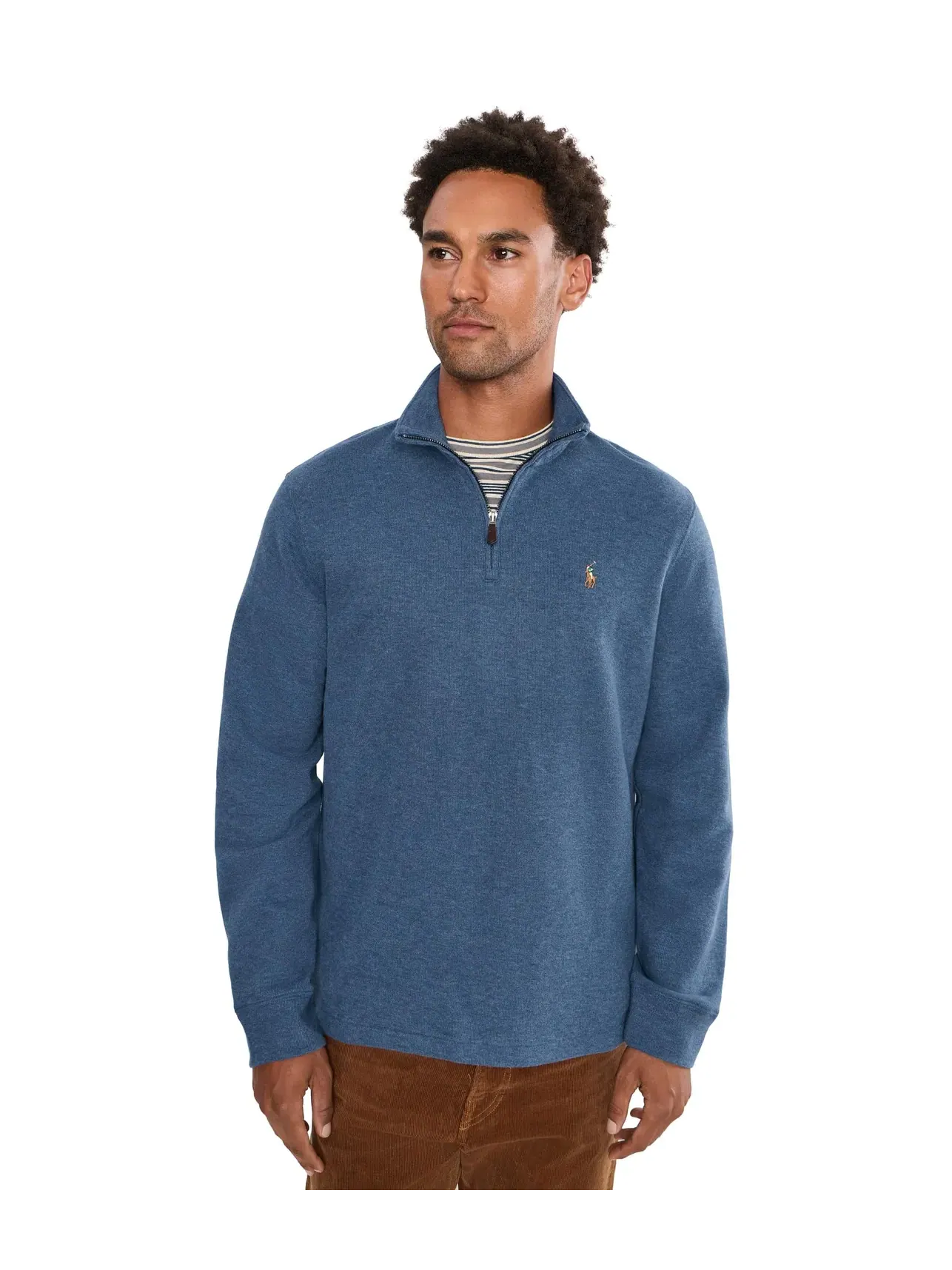 Пуловер Estate-Rib с застежкой-молнией на четверть длины Polo Ralph Lauren — изображение 1 из 5, синий