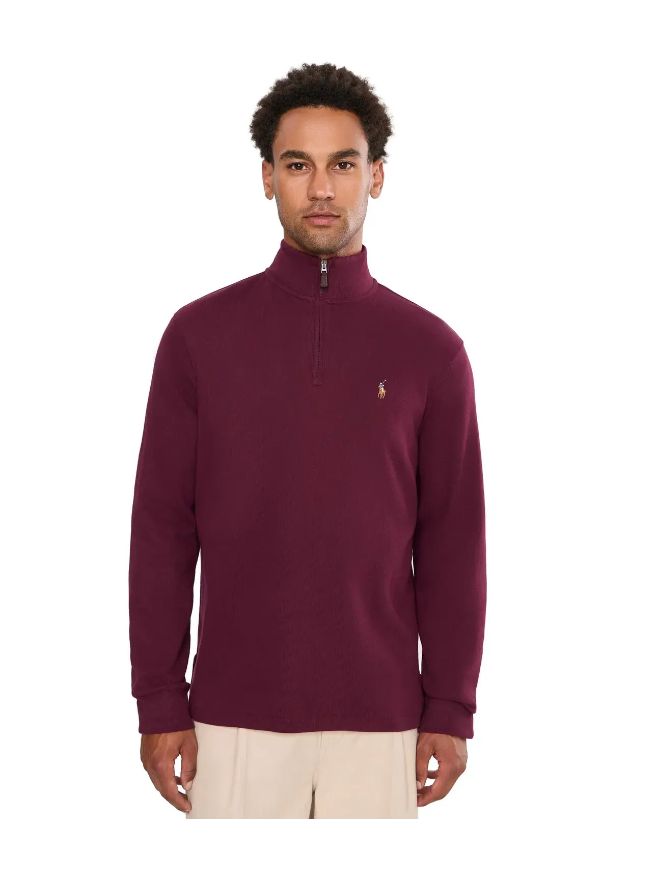 Пуловер Estate-Rib с застежкой-молнией на четверть длины Polo Ralph Lauren — изображение 1 из 5, классический винный