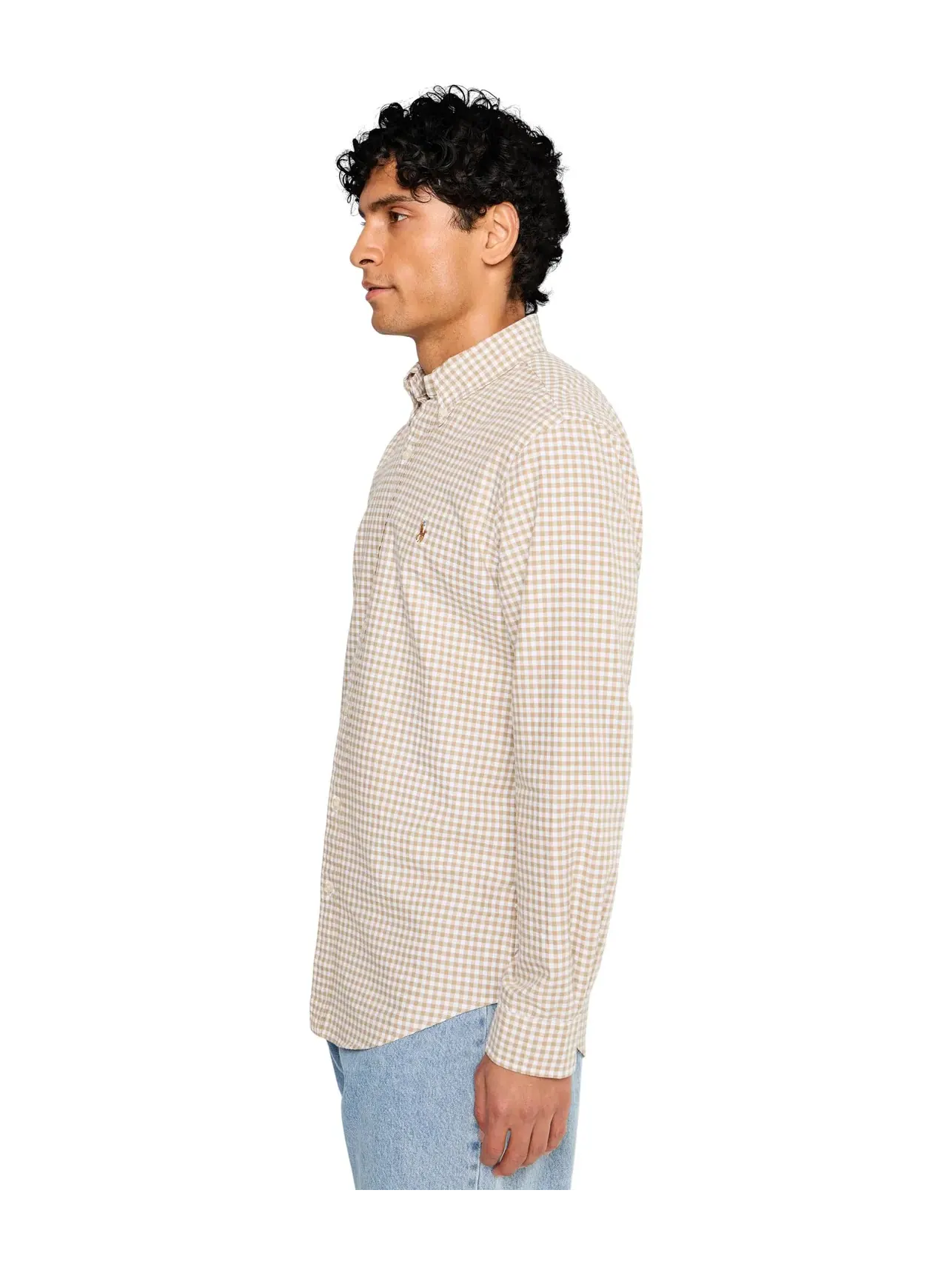 Оксфордская рубашка в клетку, индивидуальный крой Custom Fit Gingham Oxford Polo Ralph Lauren — изображение 3 из 5