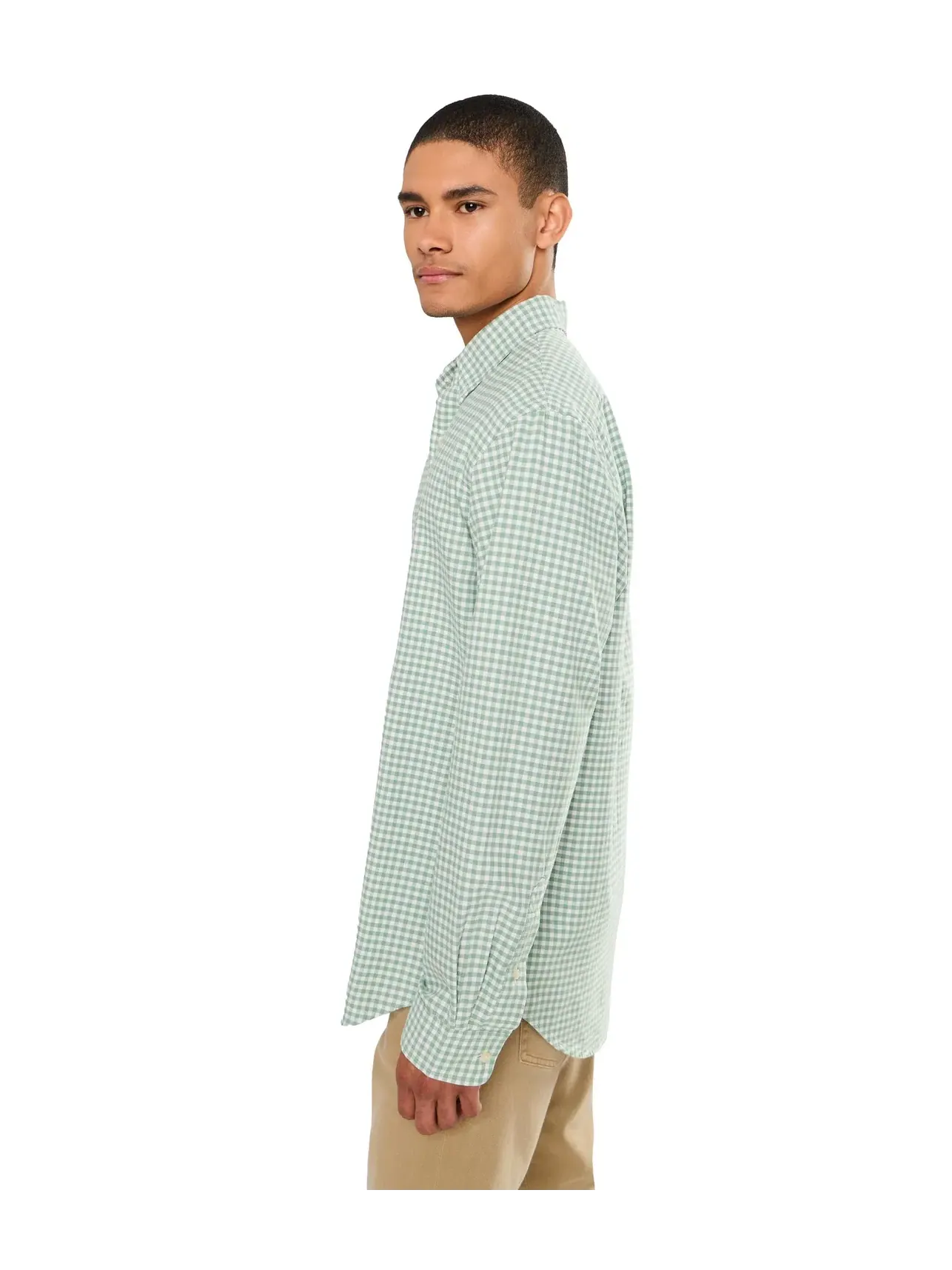 Оксфордская рубашка в клетку, индивидуальный крой Custom Fit Gingham Oxford Polo Ralph Lauren — изображение 3 из 5, белый