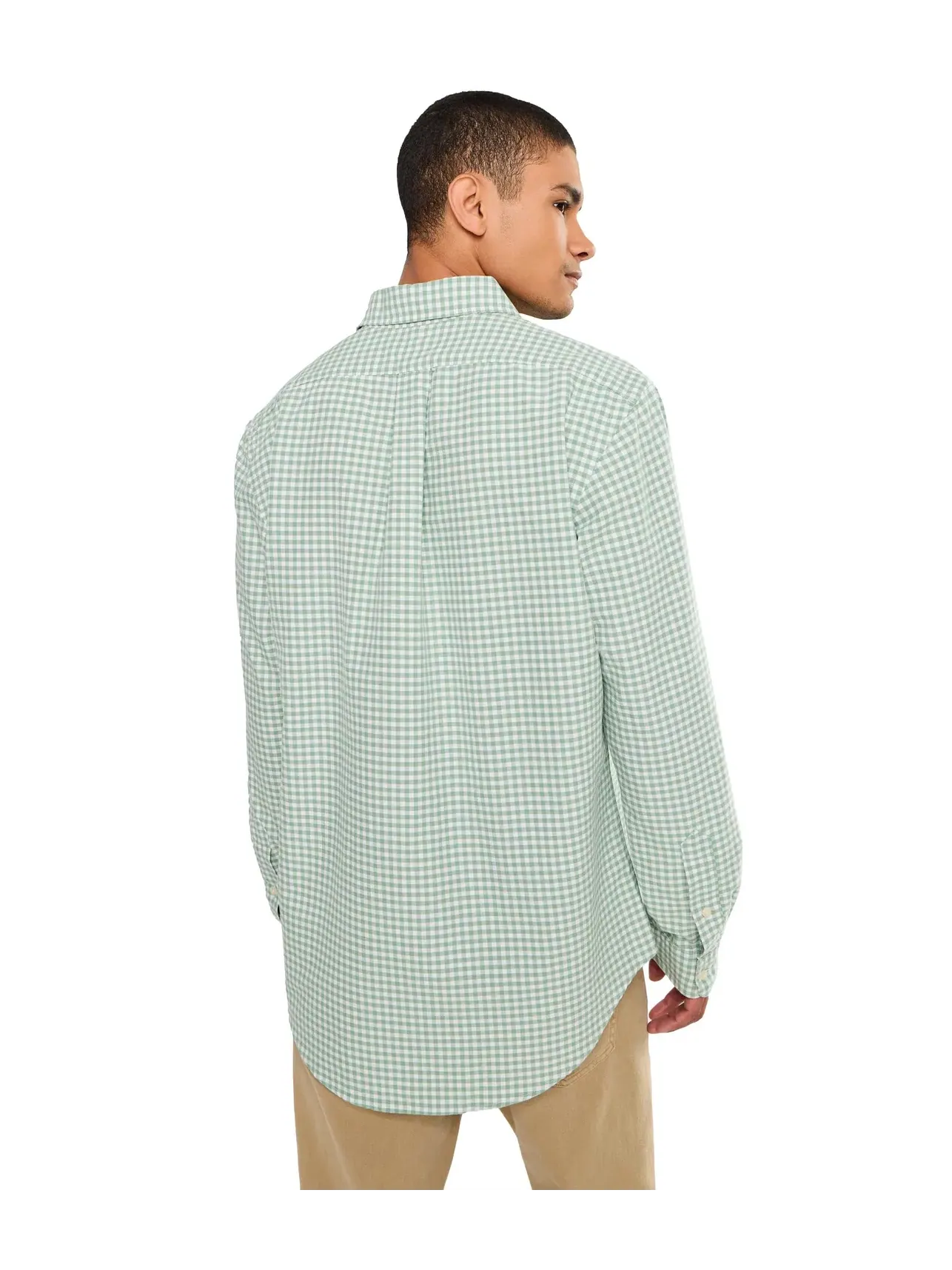 Оксфордская рубашка в клетку, индивидуальный крой Custom Fit Gingham Oxford Polo Ralph Lauren — изображение 4 из 5, белый